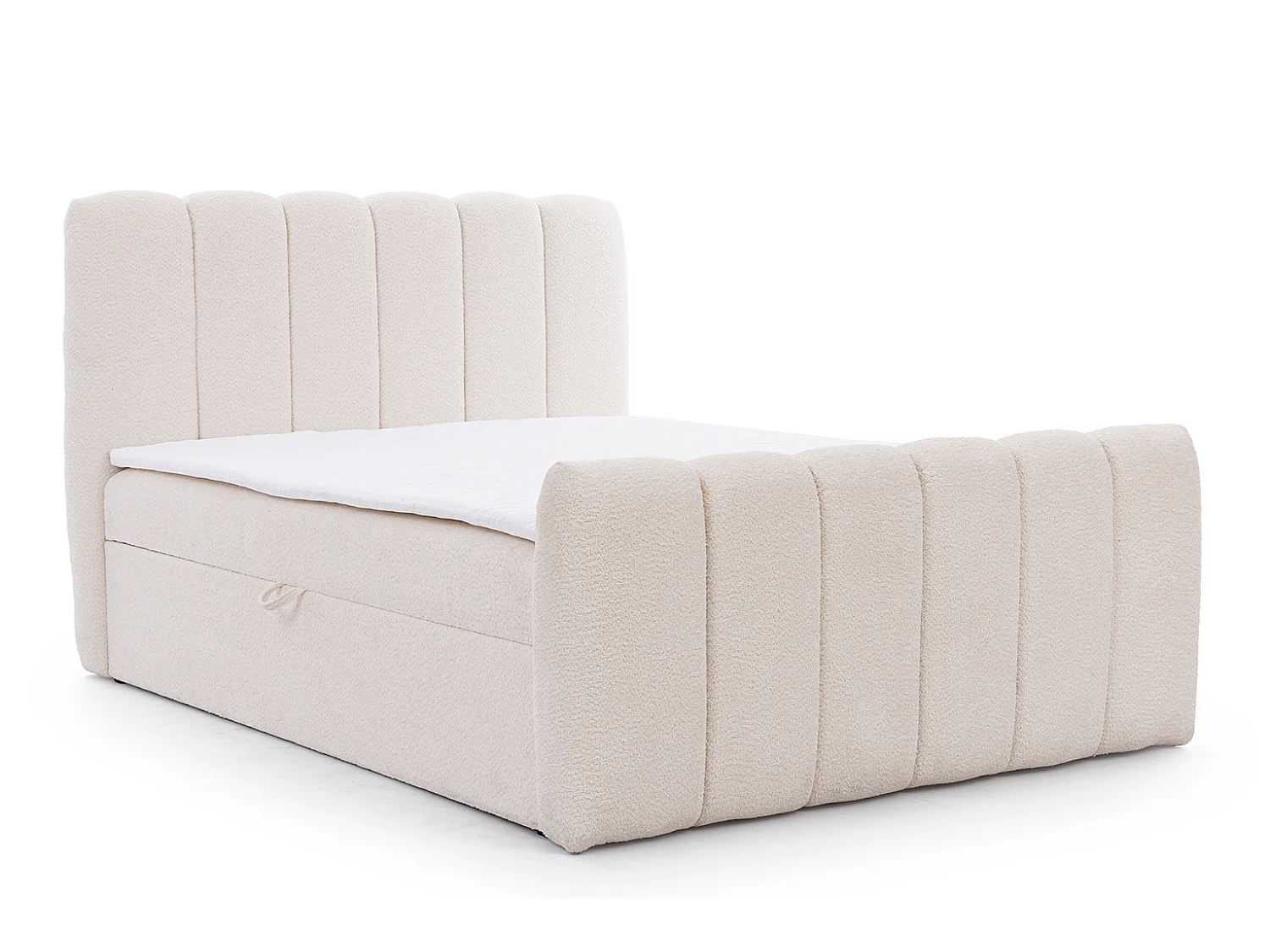Lit boxspring avec deux coffres de rangement, tissu chenille Catch Me, crème, 160x200 cm, CHLOE