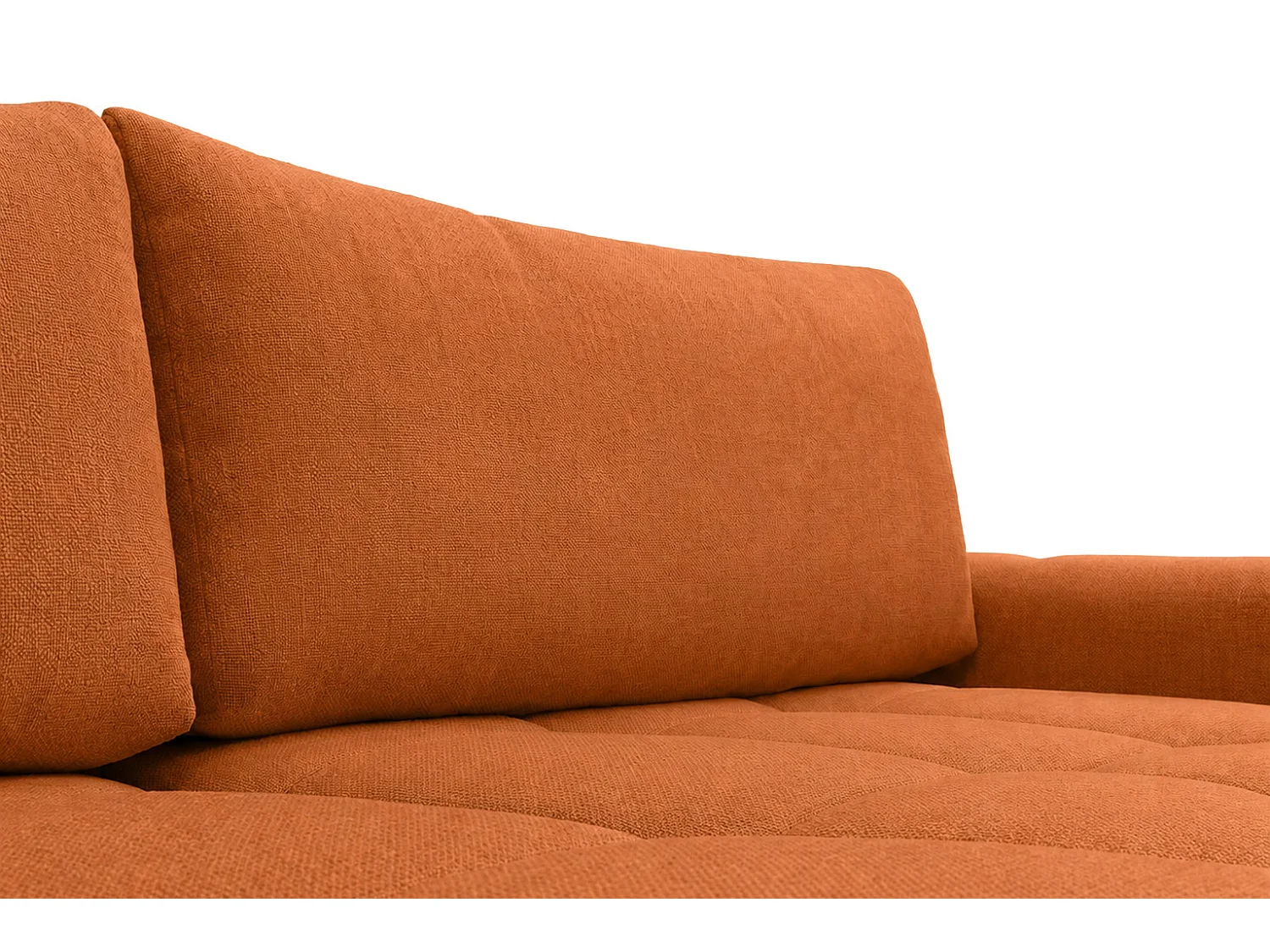 Divano angolare a L con funzione letto, tessuto velluto Bluvel, color cannella, destra, BELVEDER L