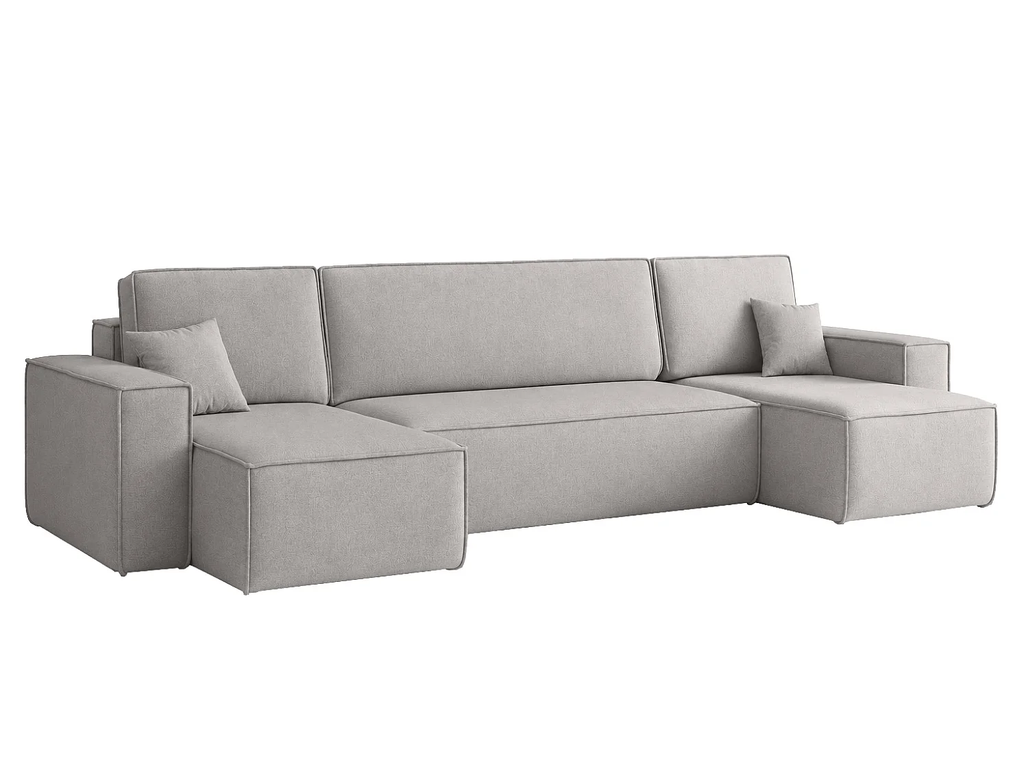 Canapé d’angle en U avec fonction couchage et coffre de rangement, tissu velours Bluvel, gris, BEST U