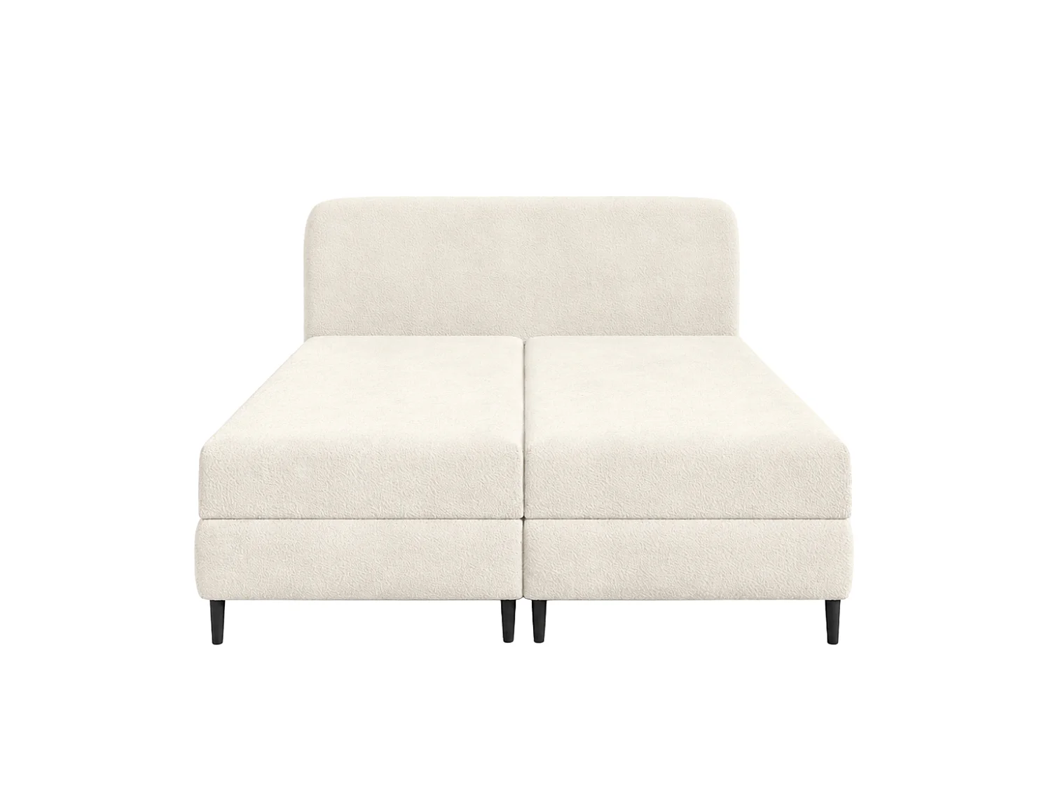 Lit boxspring avec deux coffres de rangement, tissu bouclé Lambi, écru, 180x200 cm, FUBU