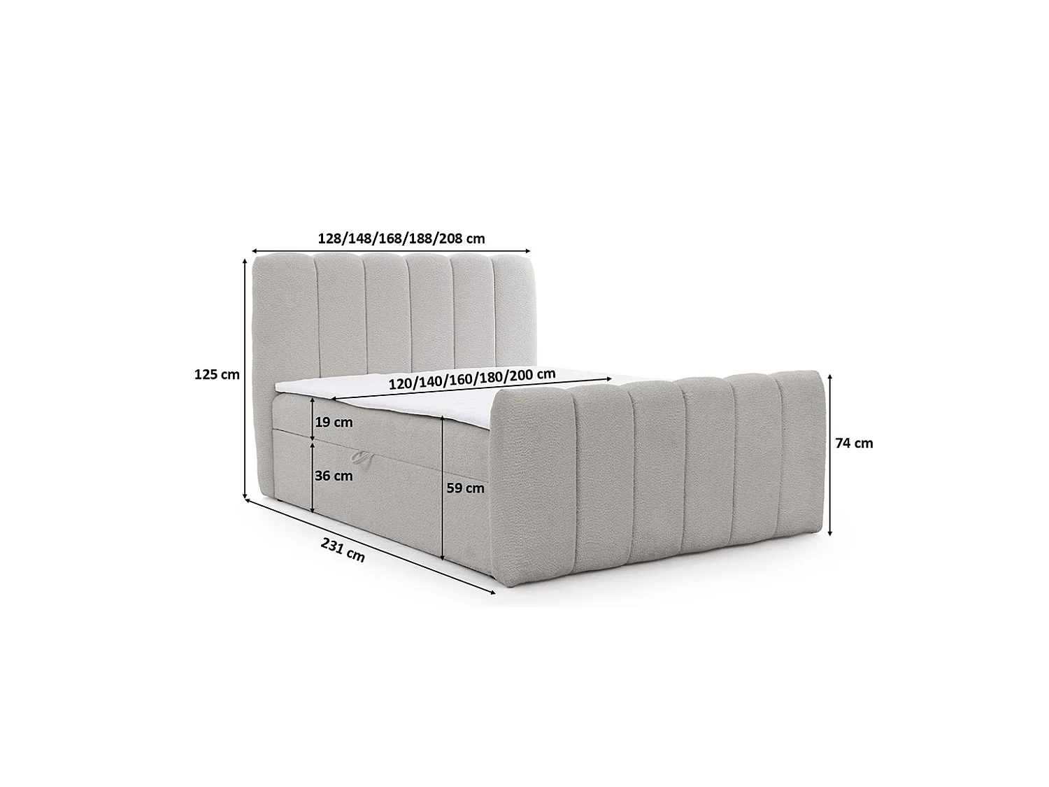 Boxspringbed met twee opbergruimtes, chenillestof Catch Me, staal, 160x200 cm, CHLOE