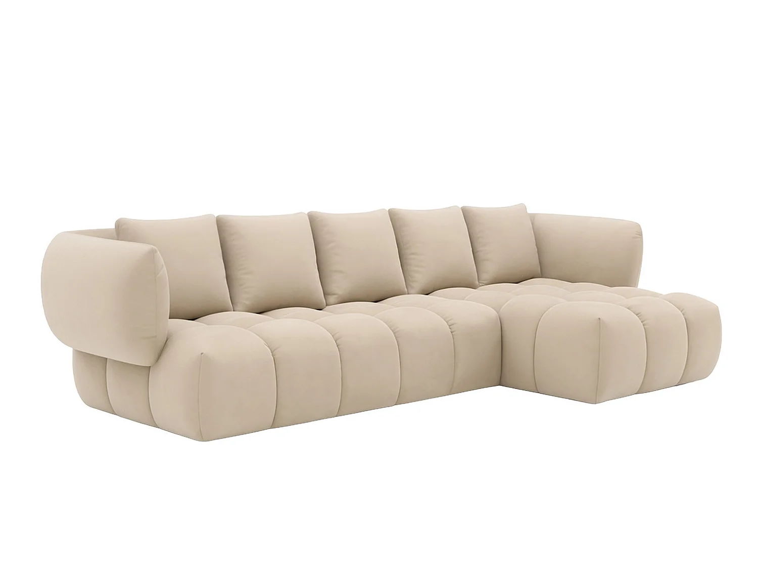 Divano angolare a L, tessuto velluto Bluvel, crema, destra, SEVIO L