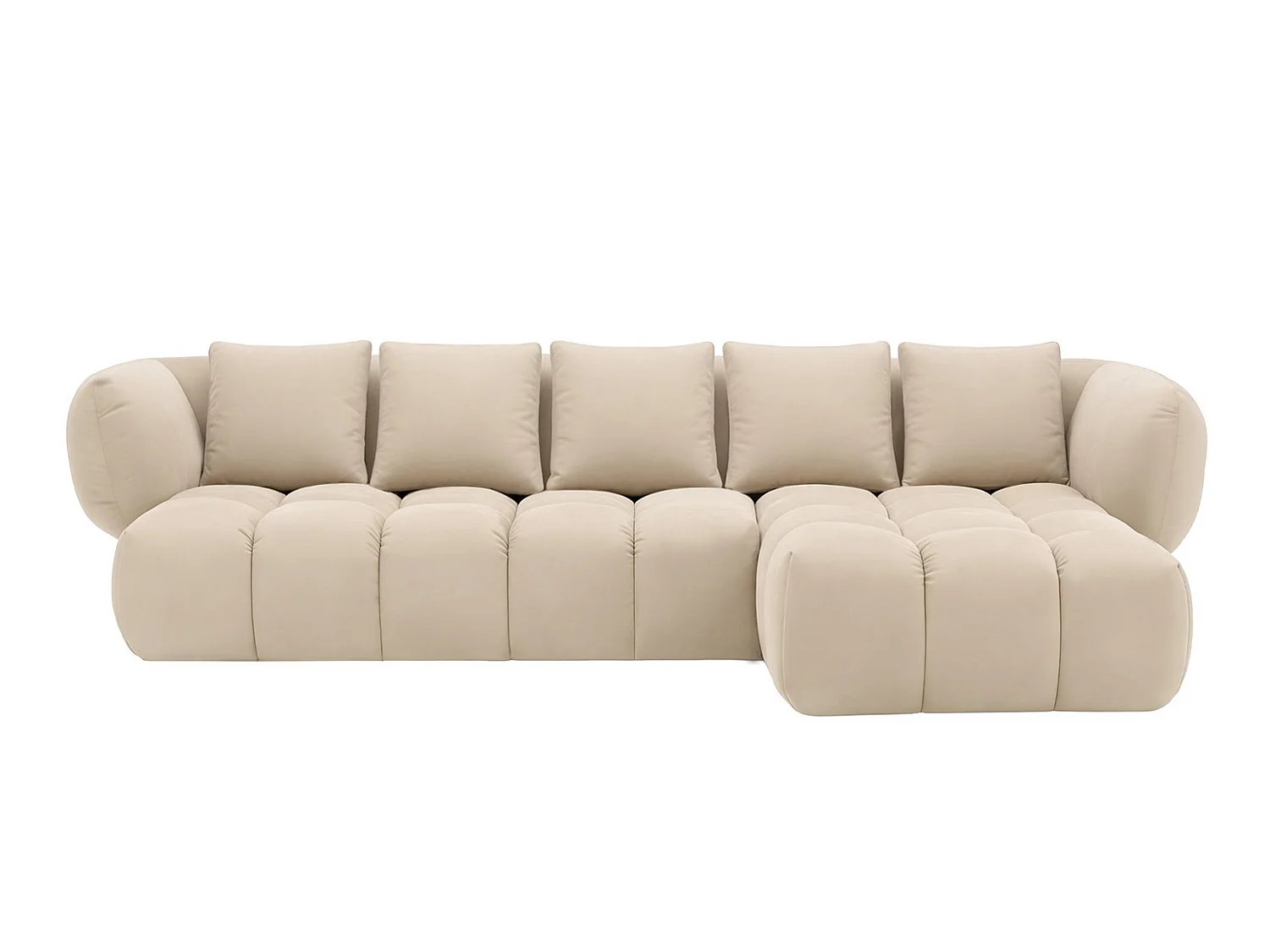 Divano angolare a L, tessuto velluto Bluvel, crema, destra, SEVIO L