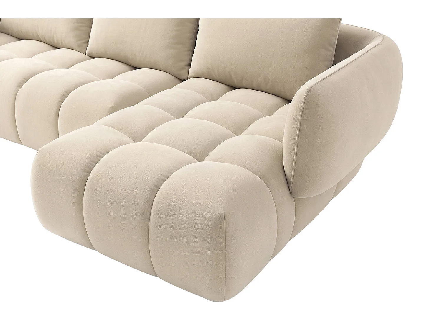 Divano angolare a L, tessuto velluto Bluvel, crema, destra, SEVIO L