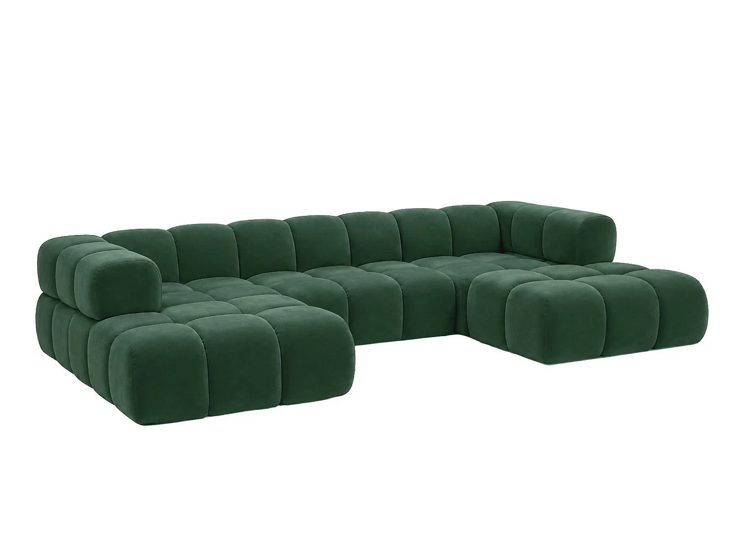 Divano angolare a U, tessuto velluto Bluvel, verde, Averro U