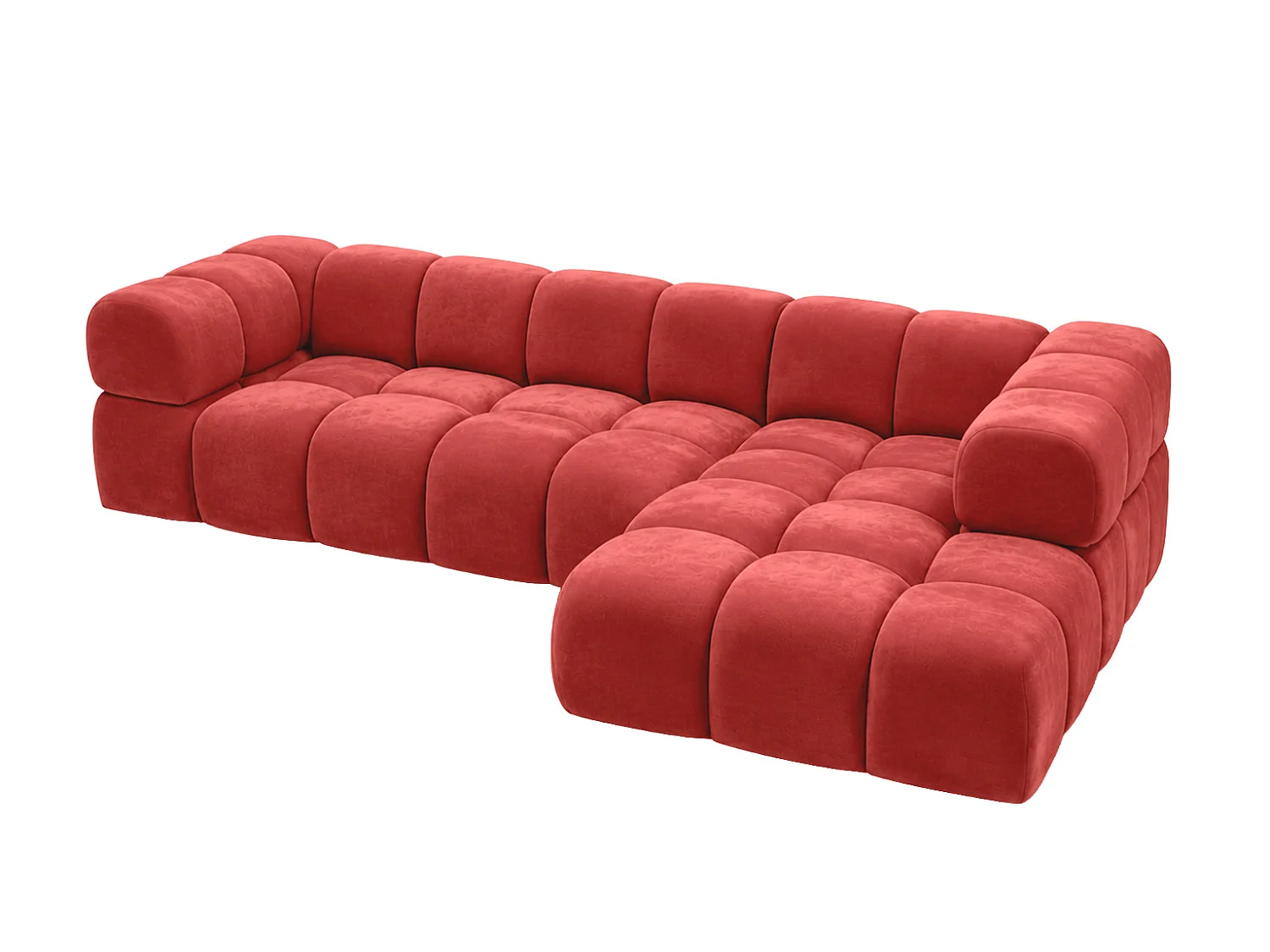 Divano angolare a L, tessuto velluto Bluvel, rosso vino, destra, Averro XL