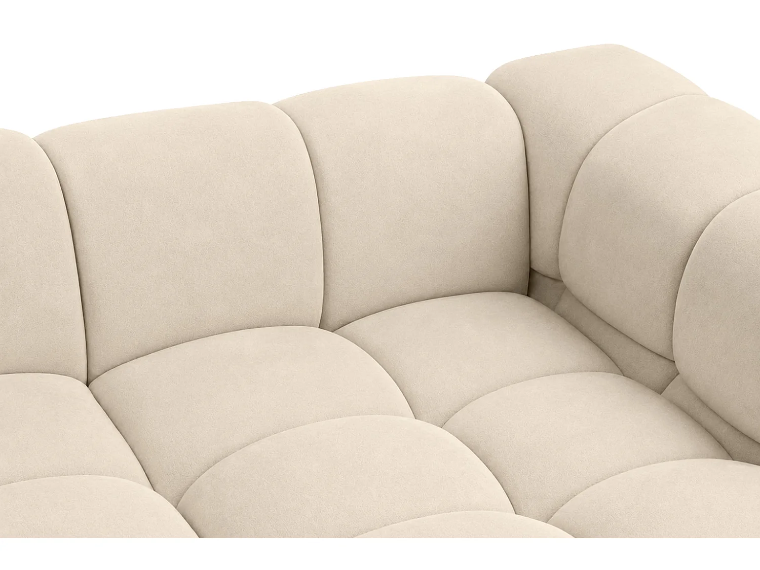 Divano angolare a L, tessuto velluto Bluvel, crema, destra, Averro XL