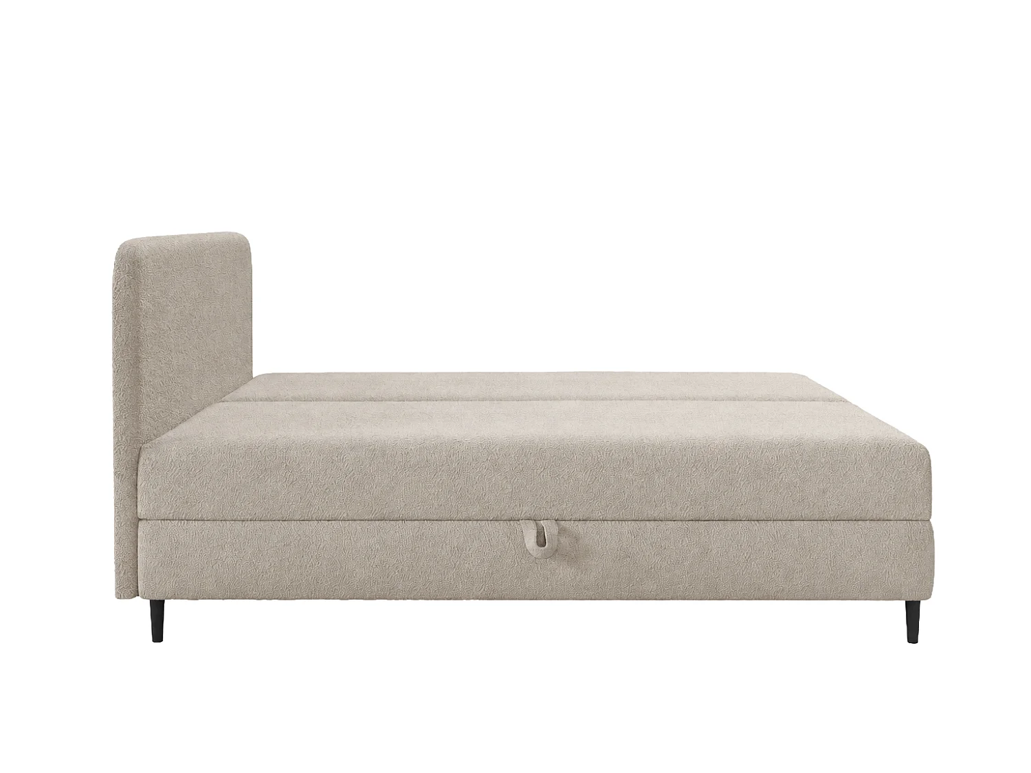 Lit boxspring avec deux coffres de rangement, tissu bouclé Lambi, beige, 160x200 cm, FUBU