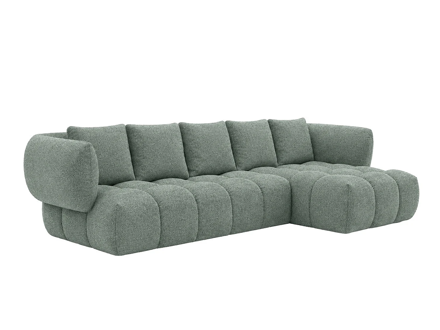 Canapé d’angle en L, tissu chenille Puente, menthe, droite, SEVIO L