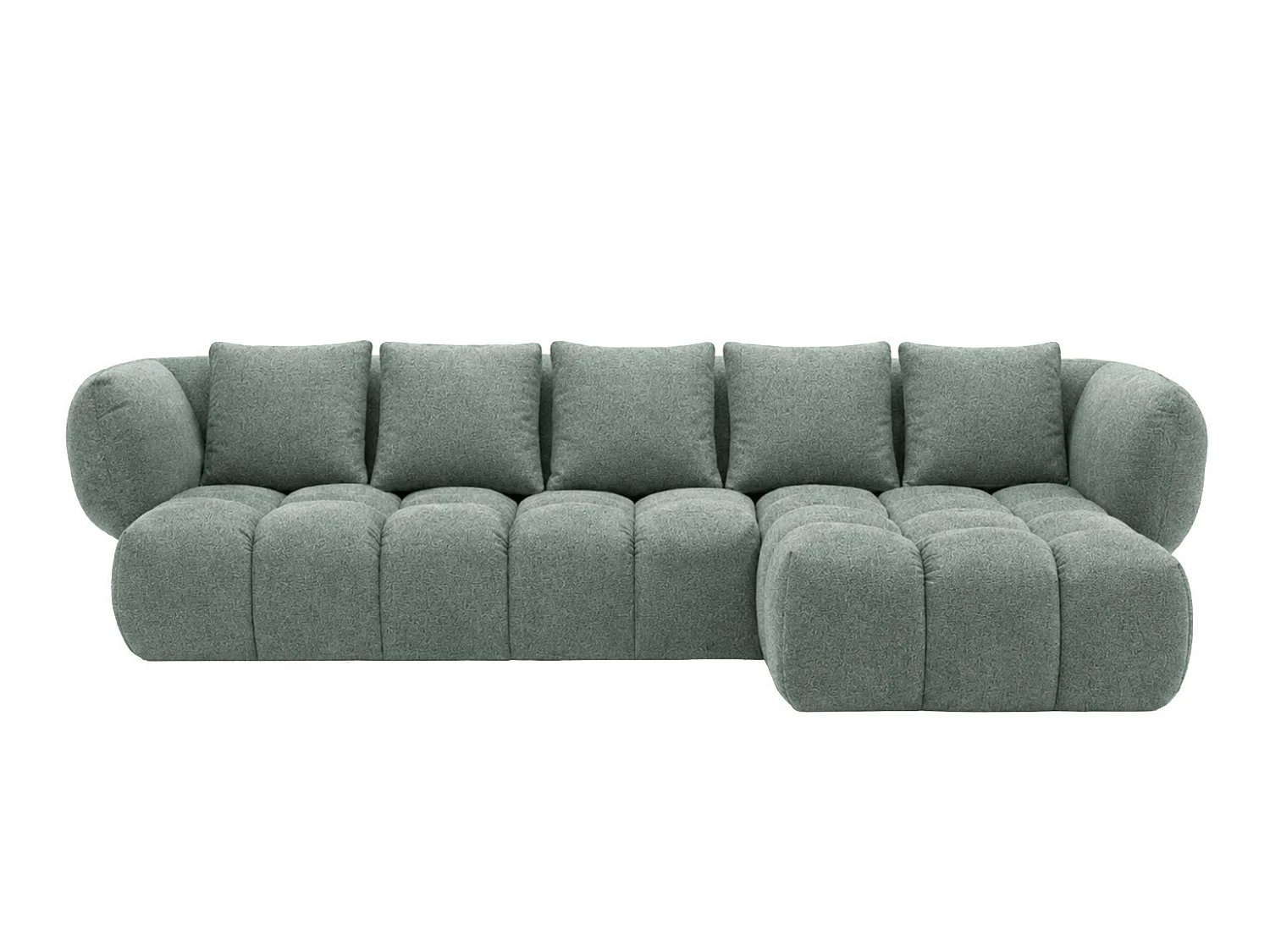 Canapé d’angle en L, tissu chenille Puente, menthe, droite, SEVIO L