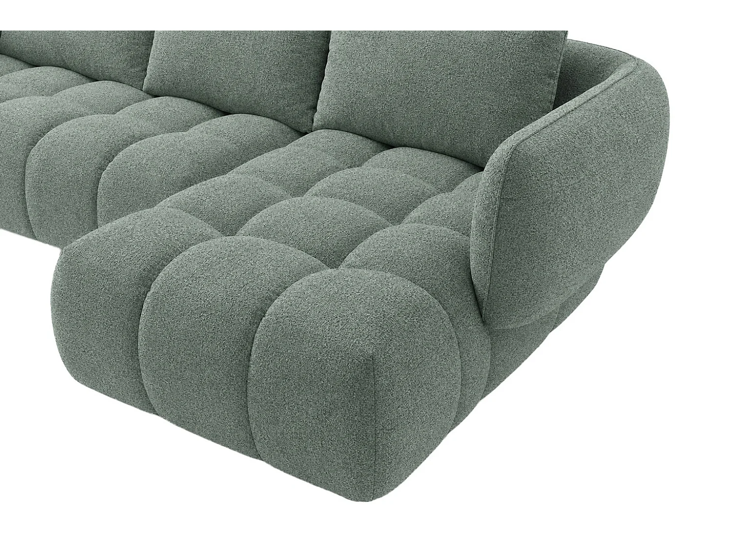 Canapé d’angle en L, tissu chenille Puente, menthe, droite, SEVIO L