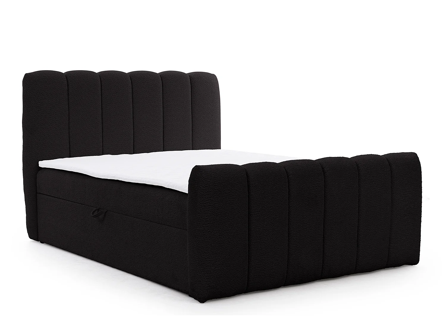 Lit boxspring avec deux coffres de rangement, tissu chenille Catch Me, noir, 160x200 cm, CHLOE