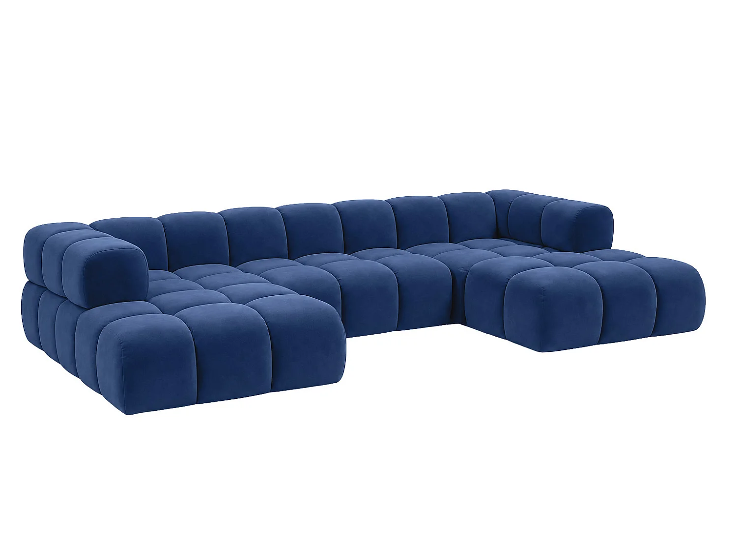 Divano angolare a U, tessuto velluto Bluvel, blu inchiostro, Averro U