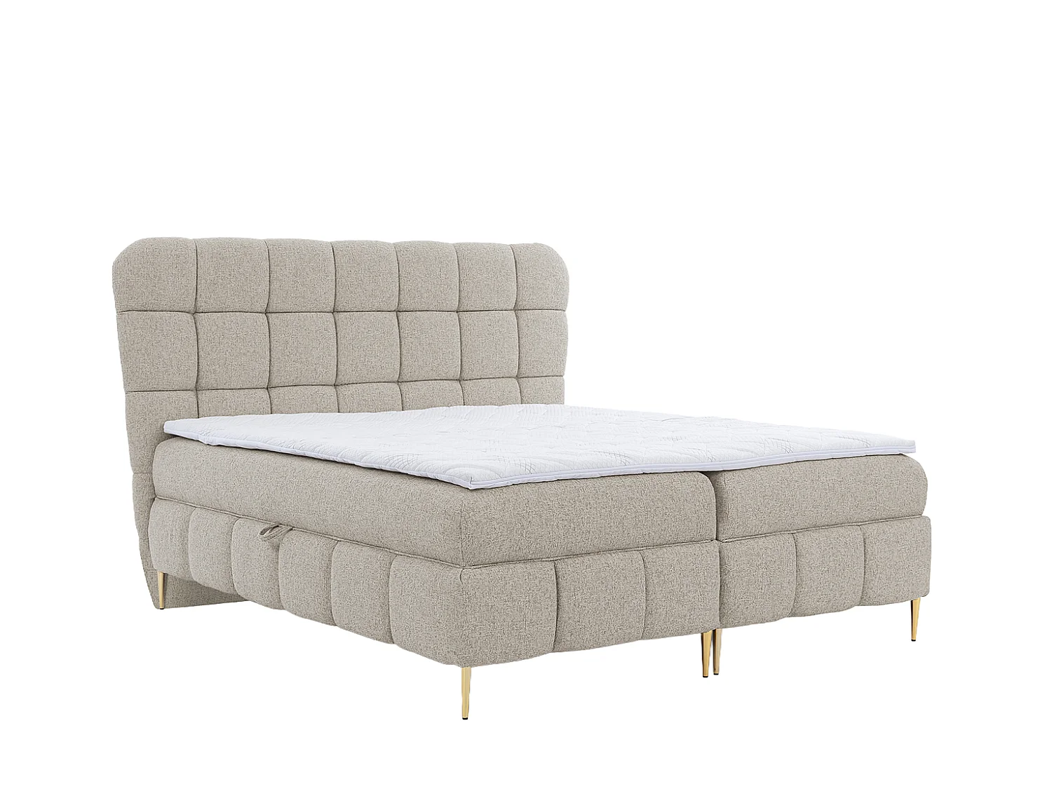Lit boxspring avec deux coffres de rangement, tissu Corbett, beige, 140x200 cm, LOLLY
