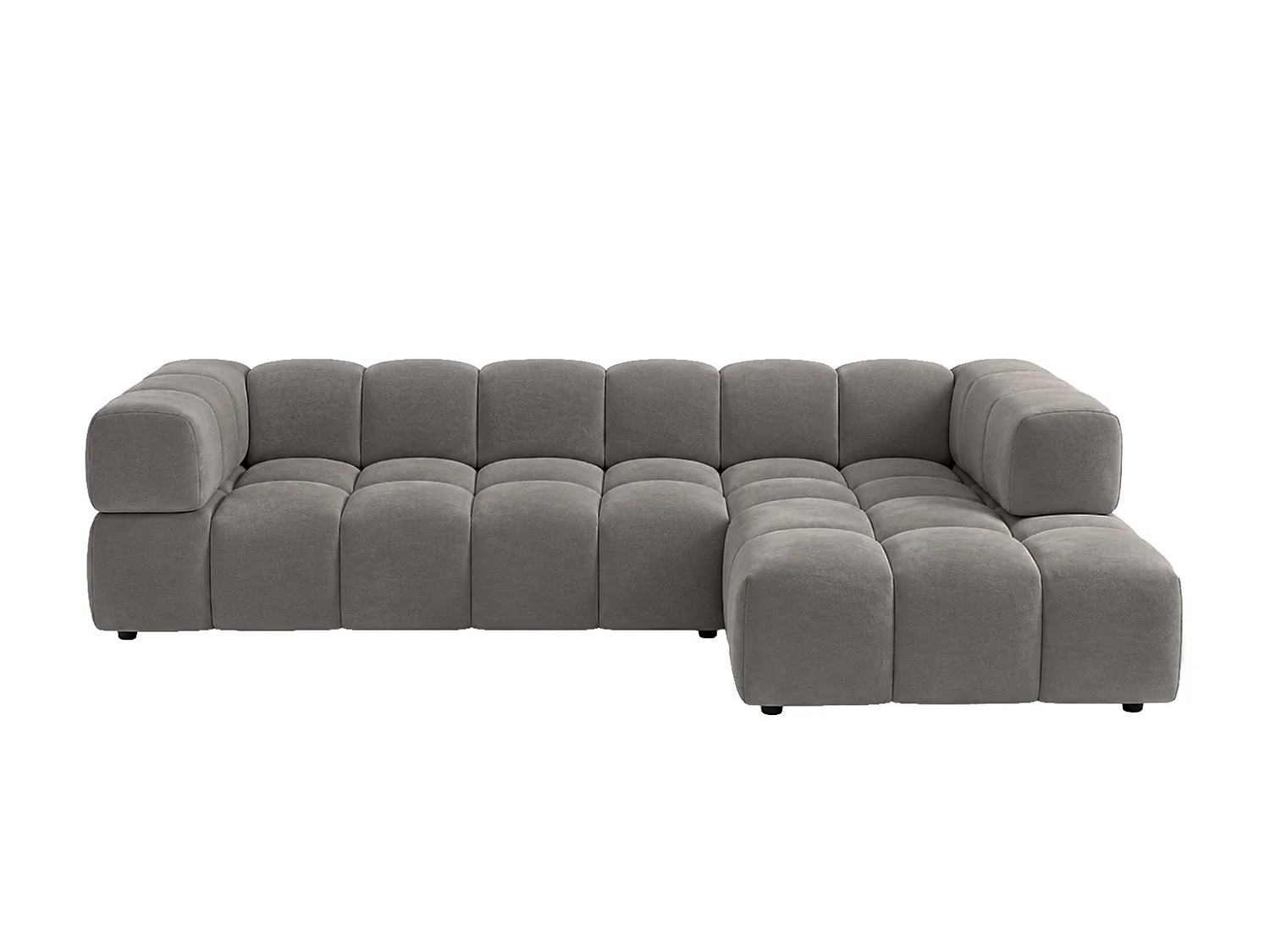 Canapé d’angle en L, tissu velours Bluvel, gris cendré, droite, Averro XL