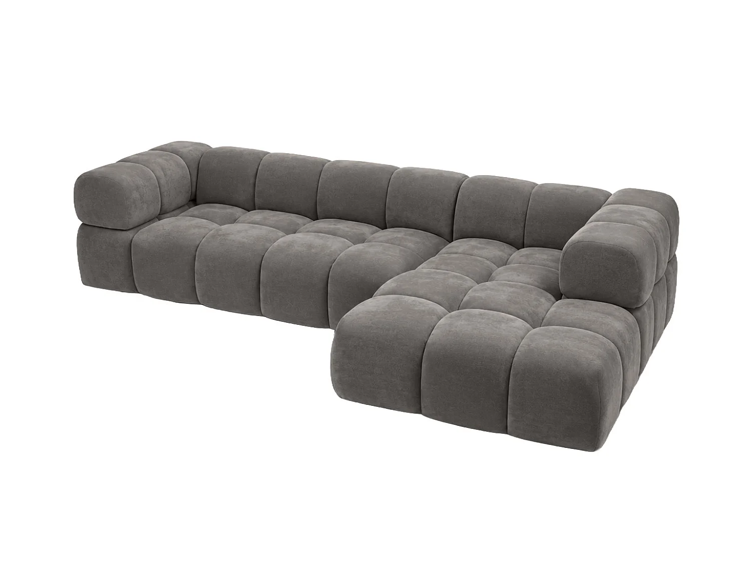 Canapé d’angle en L, tissu velours Bluvel, gris cendré, droite, Averro XL