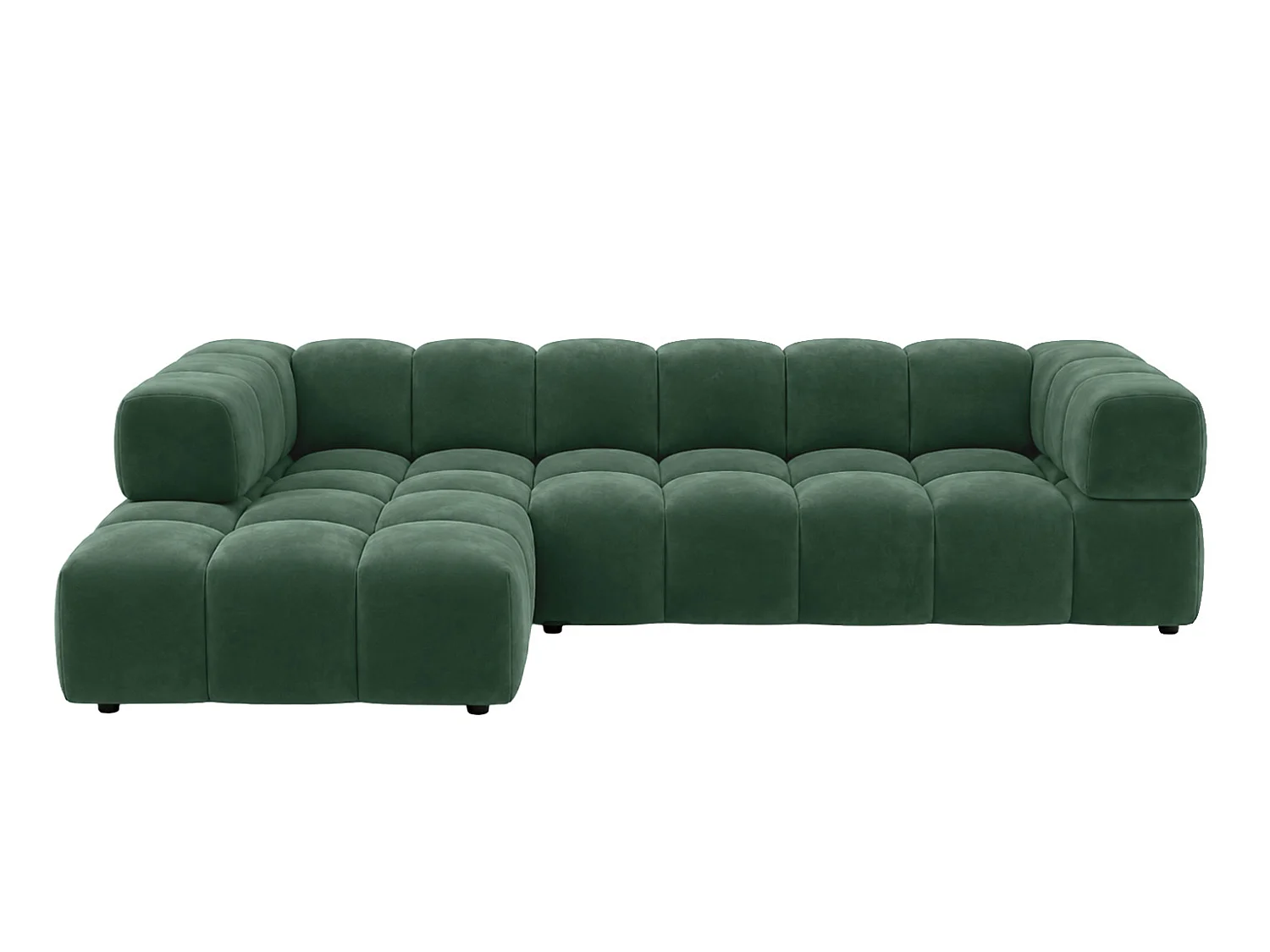 Divano angolare a L, tessuto velluto Bluvel, verde, sinistra, Averro XL