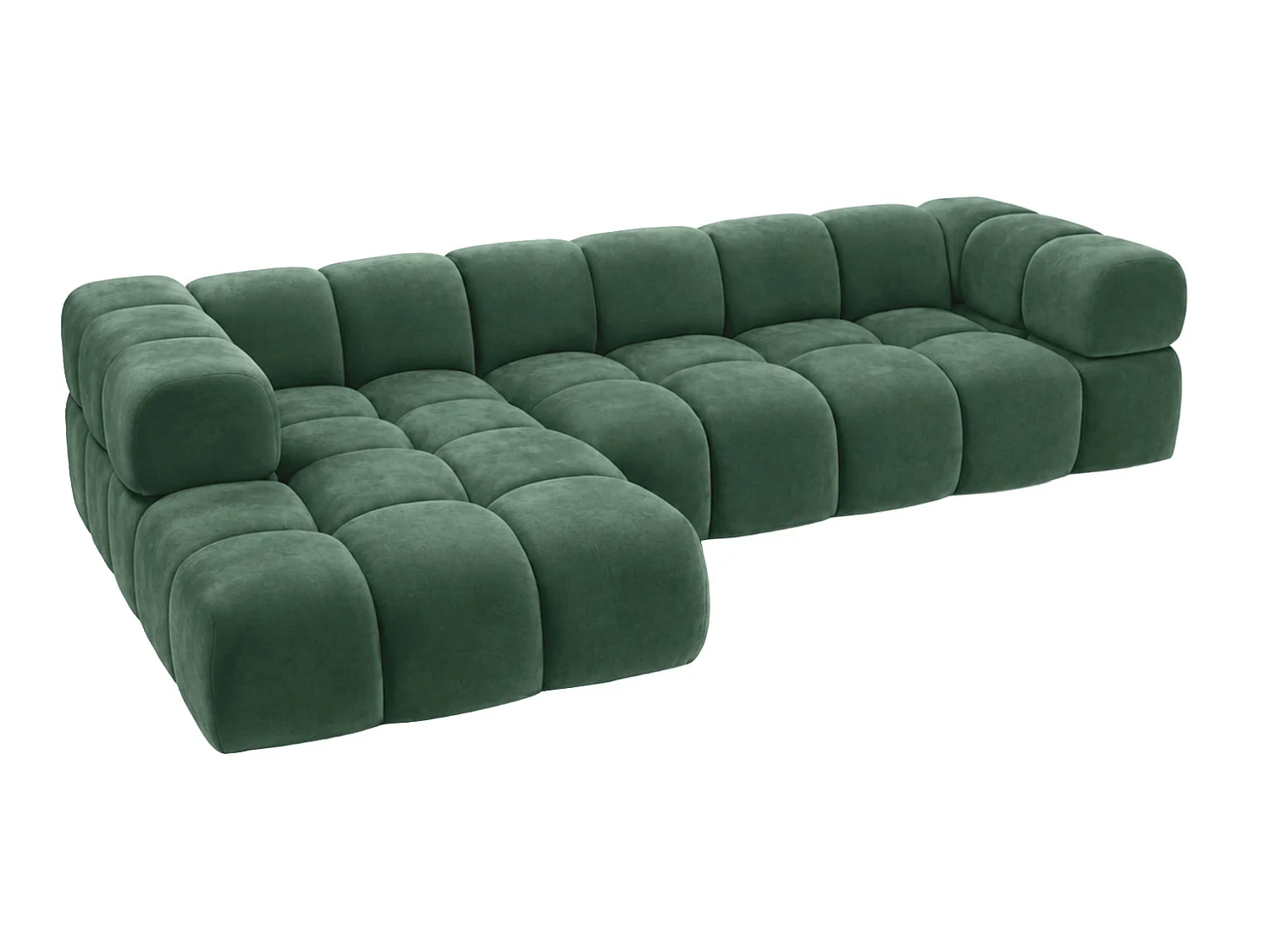 Divano angolare a L, tessuto velluto Bluvel, verde, sinistra, Averro XL