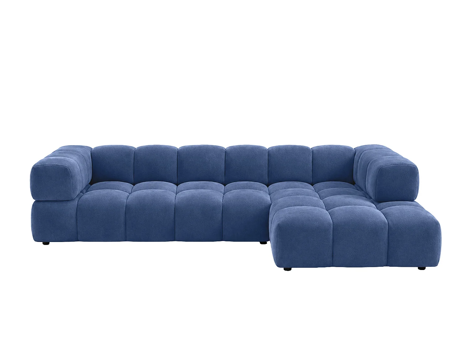 Divano angolare a L, tessuto velluto Bluvel, blu inchiostro, destra, Averro XL