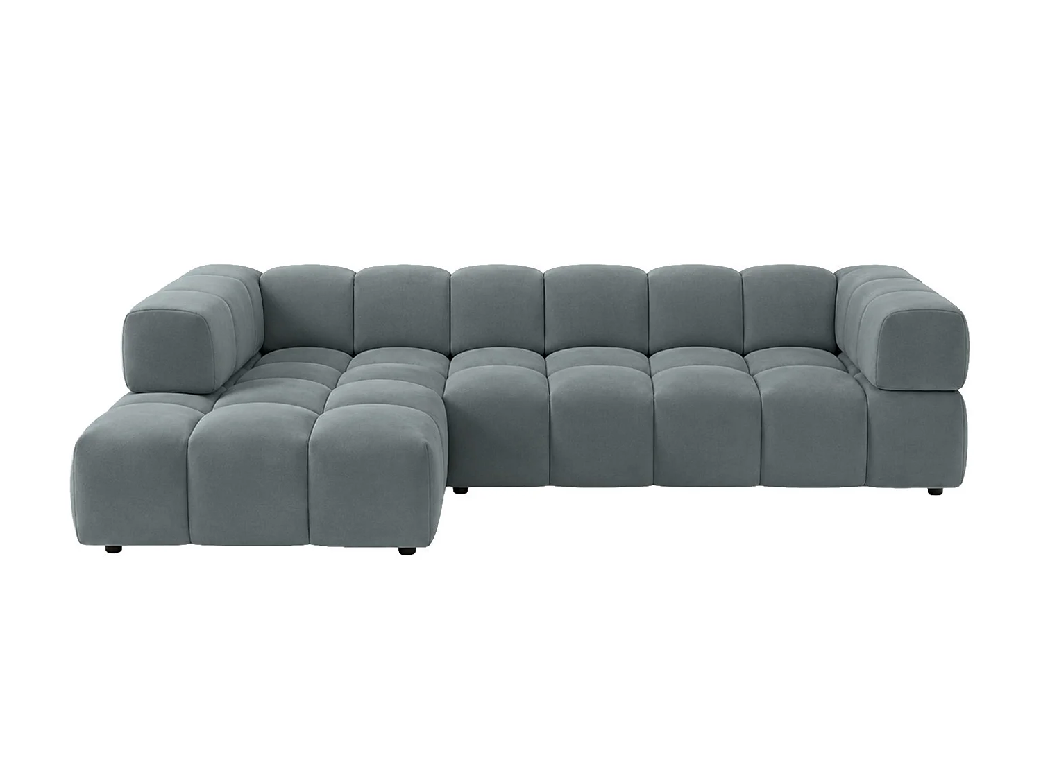 Canapé d’angle en L, tissu velours Bluvel, bleu-gris, gauche, Averro XL