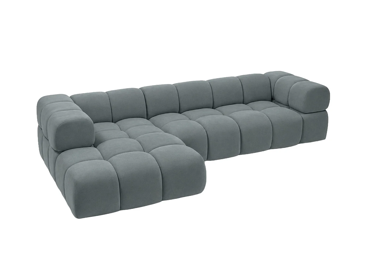Canapé d’angle en L, tissu velours Bluvel, bleu-gris, gauche, Averro XL