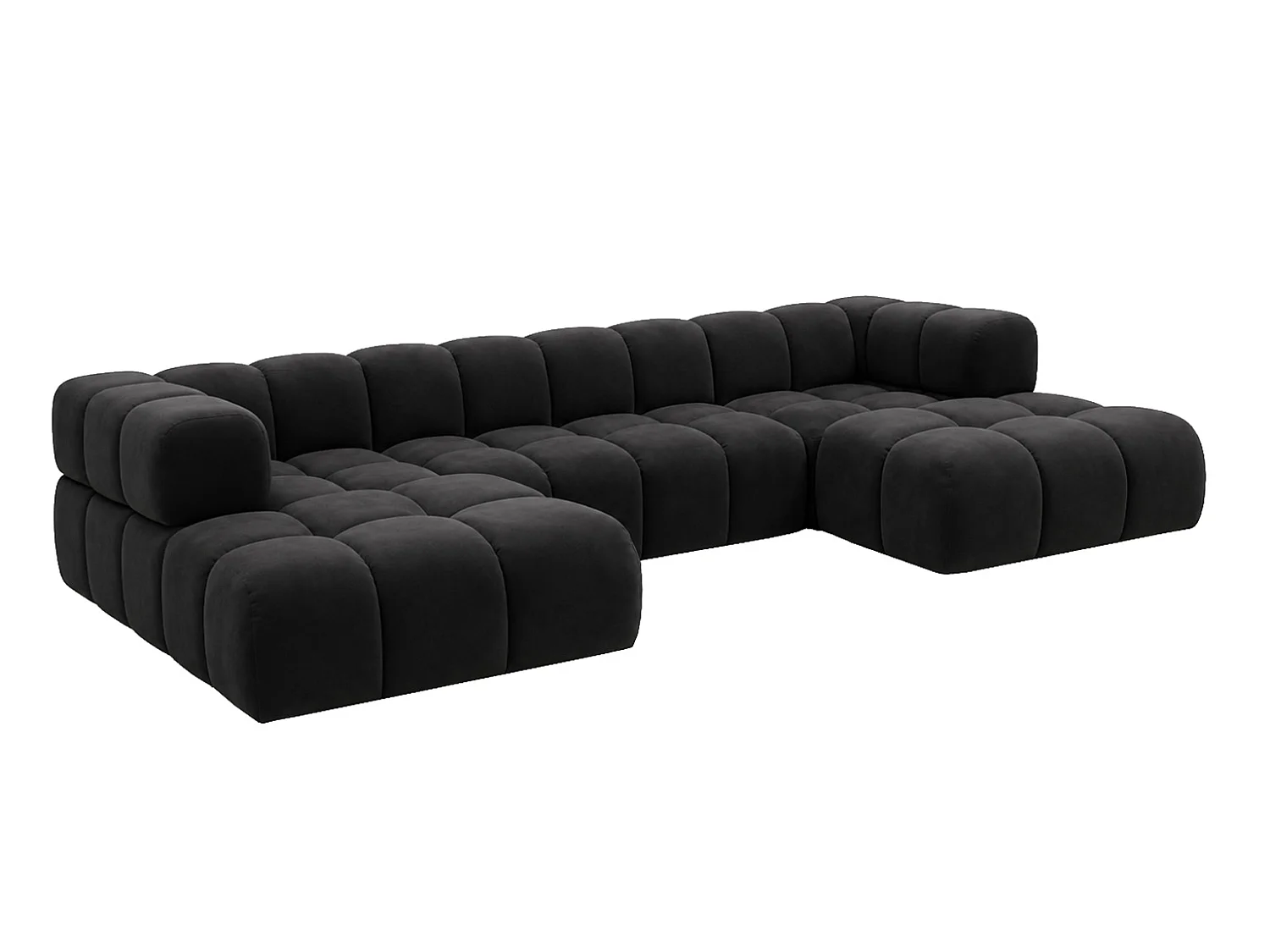 Divano angolare a U, tessuto velluto Bluvel, nero, Averro U XL