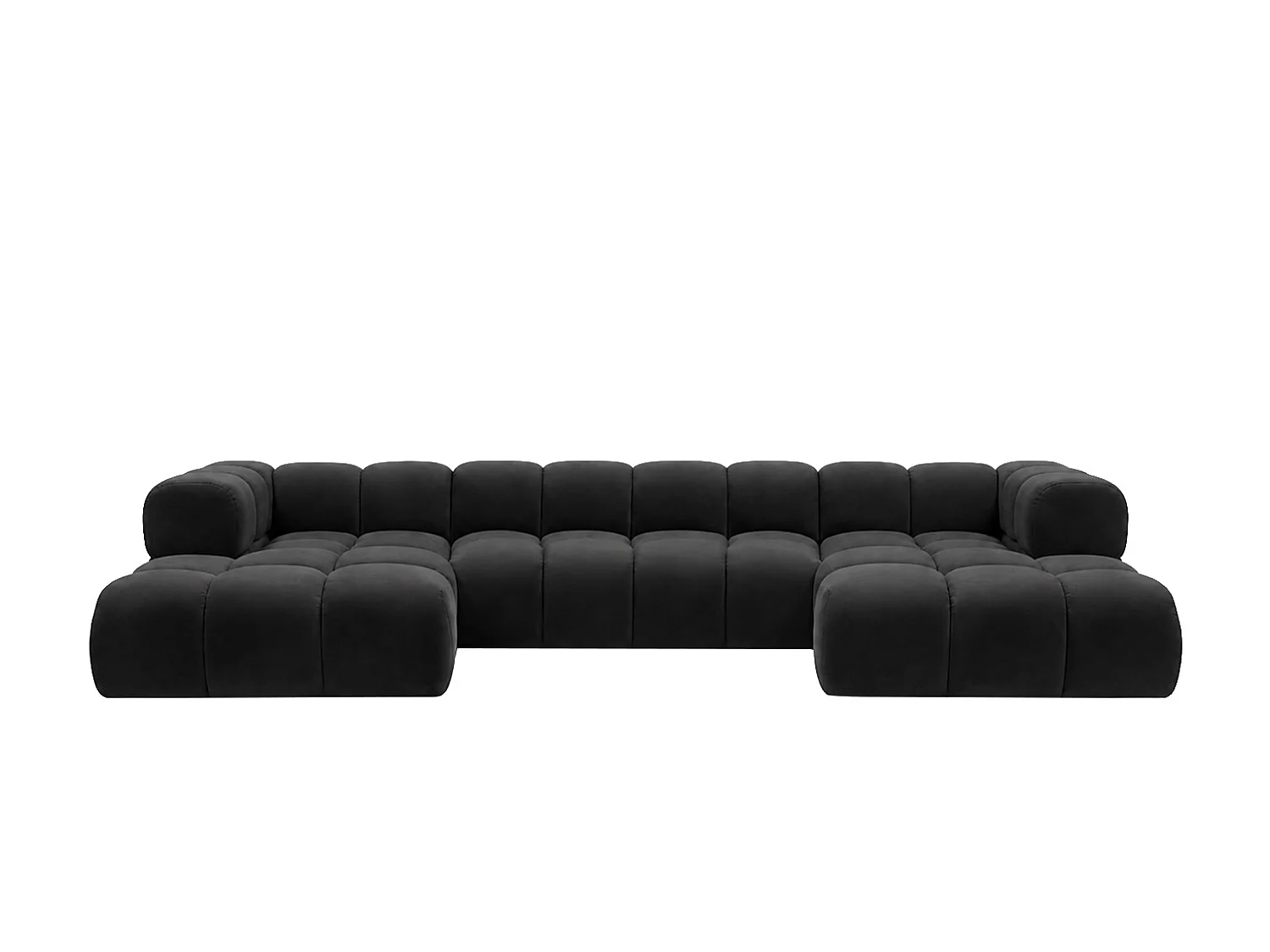 Divano angolare a U, tessuto velluto Bluvel, nero, Averro U XL