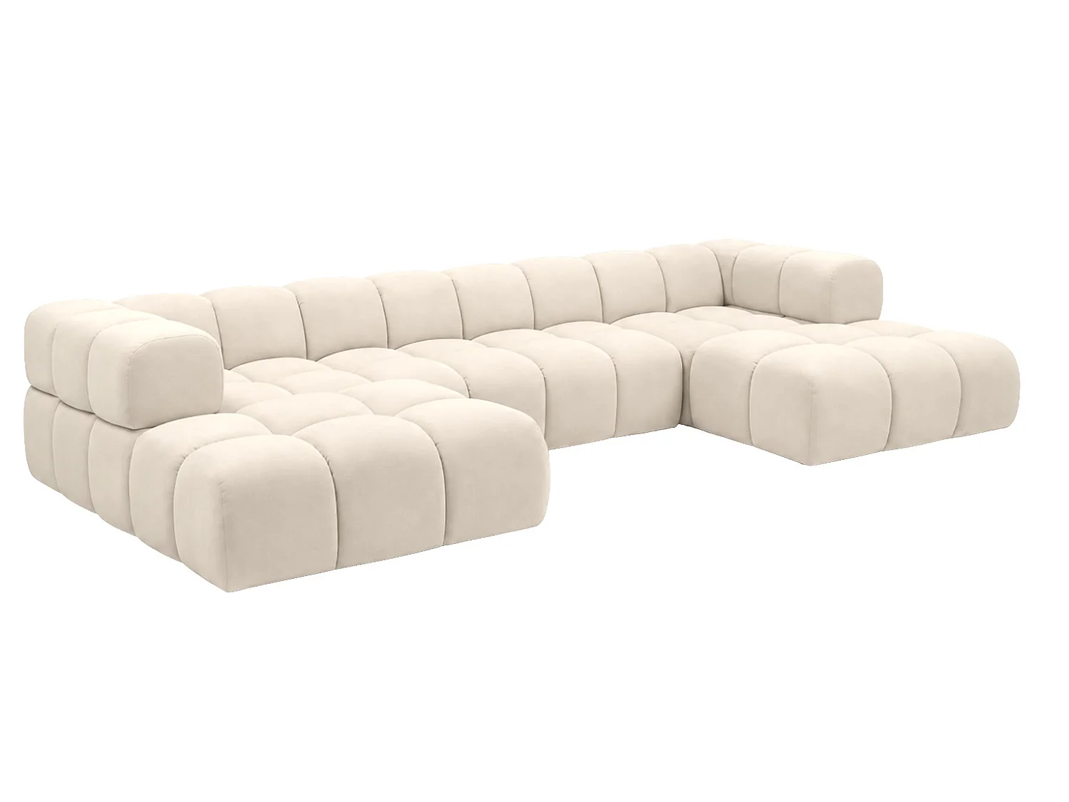 Divano angolare a U, tessuto velluto Bluvel, crema, Averro U XL
