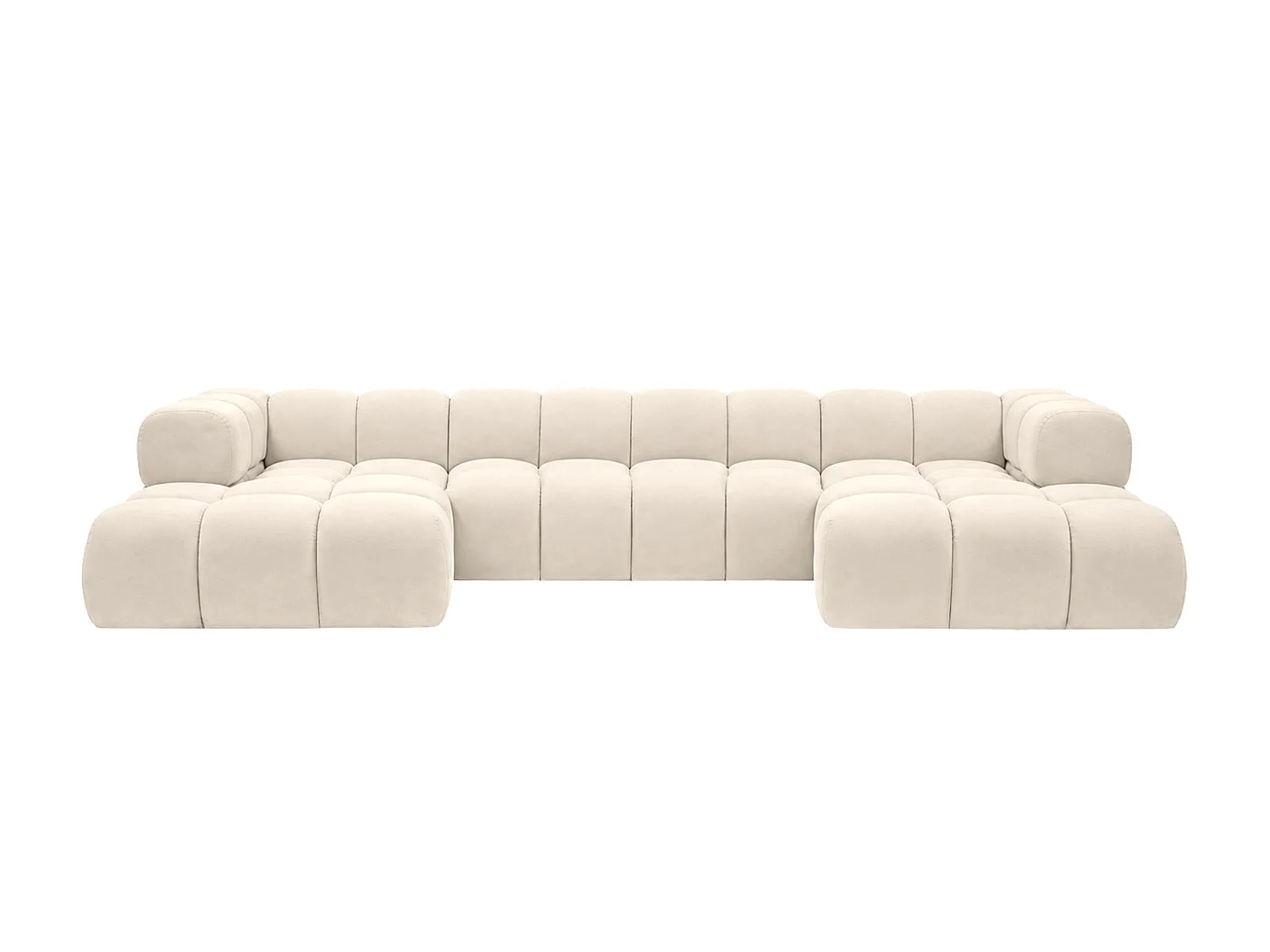 Divano angolare a U, tessuto velluto Bluvel, crema, Averro U XL