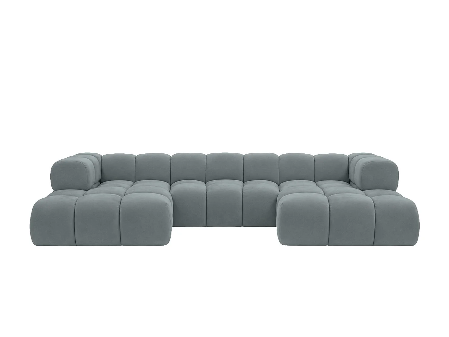 Canapé d’angle en U, tissu velours Bluvel, bleu-gris, Averro U