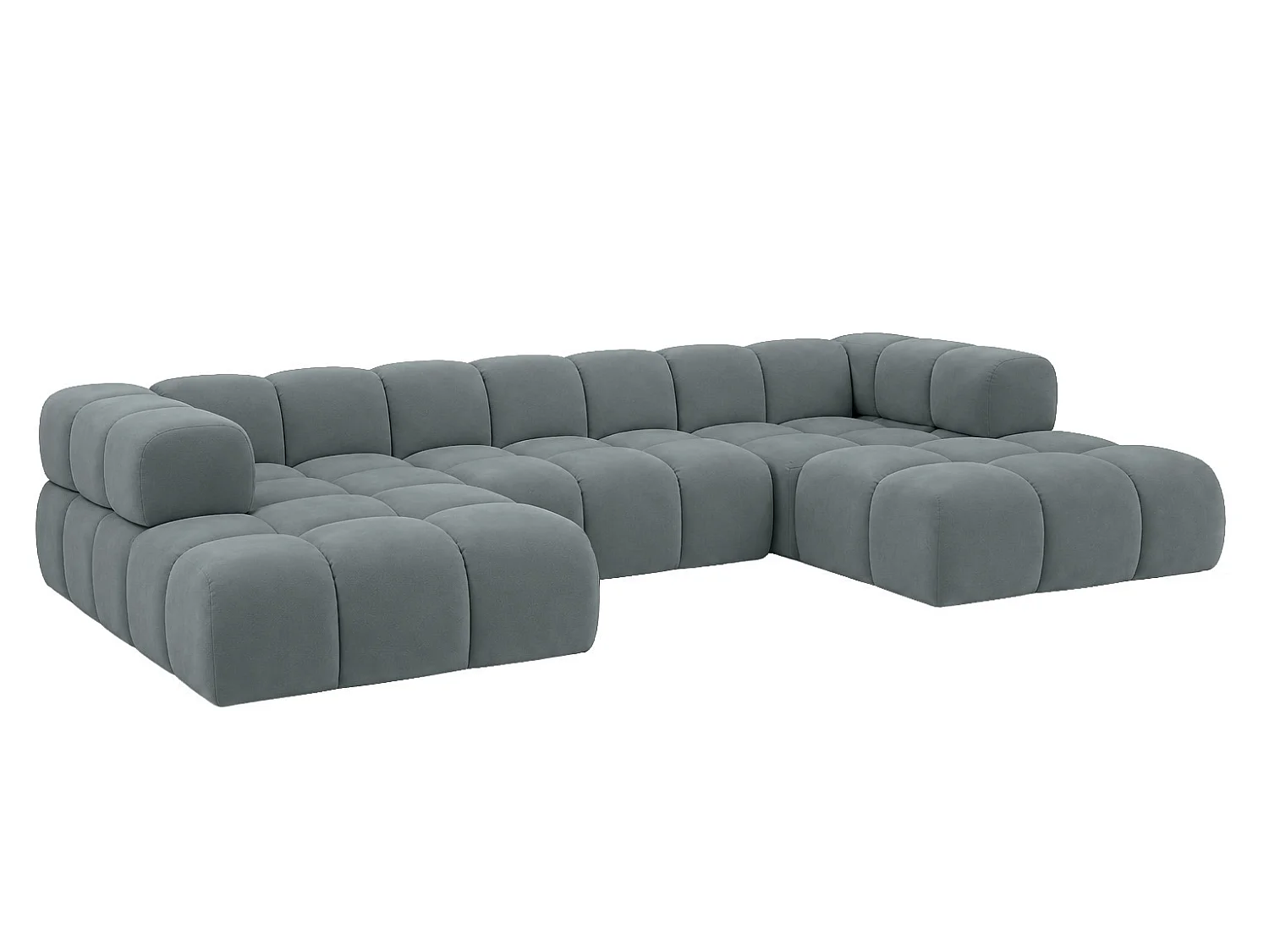 Canapé d’angle en U, tissu velours Bluvel, bleu-gris, Averro U