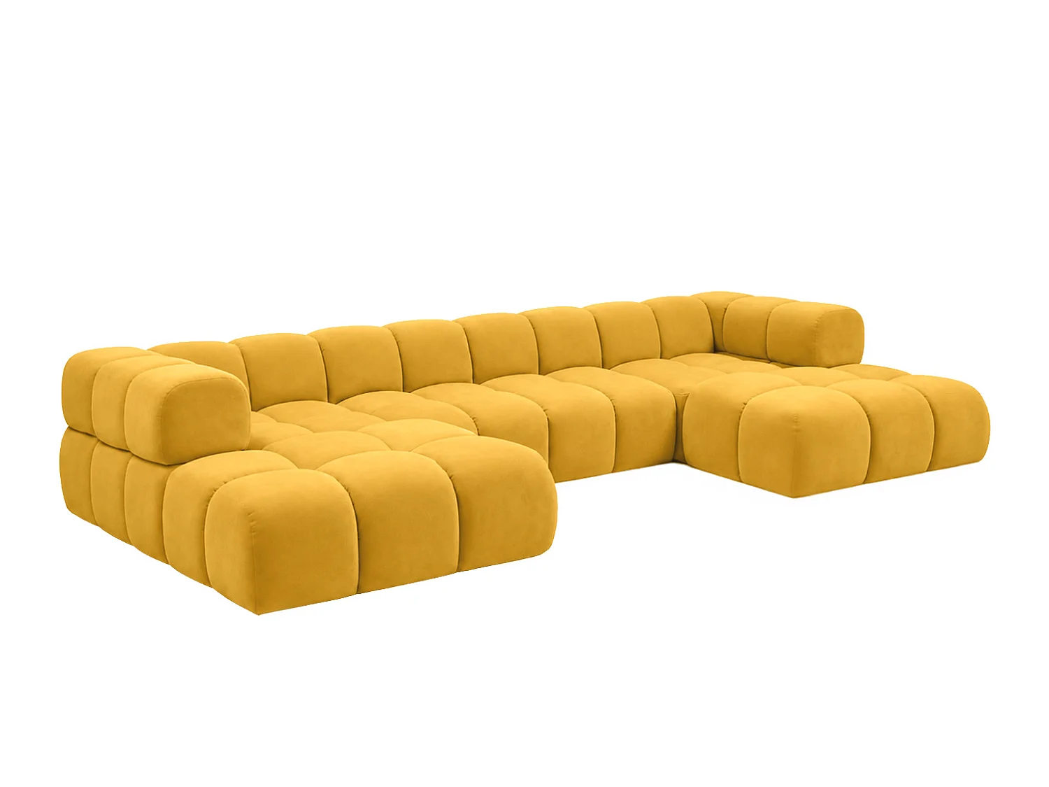 Divano angolare a U, tessuto velluto Bluvel, dorato, Averro U XL