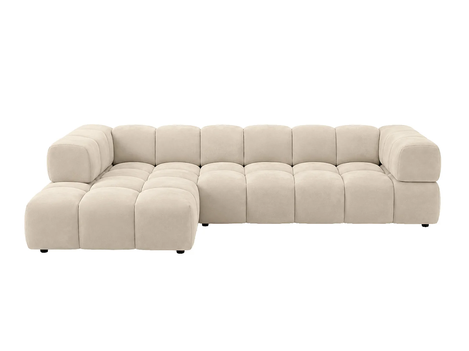 Divano angolare a L, tessuto velluto Bluvel, crema, sinistra, Averro XL