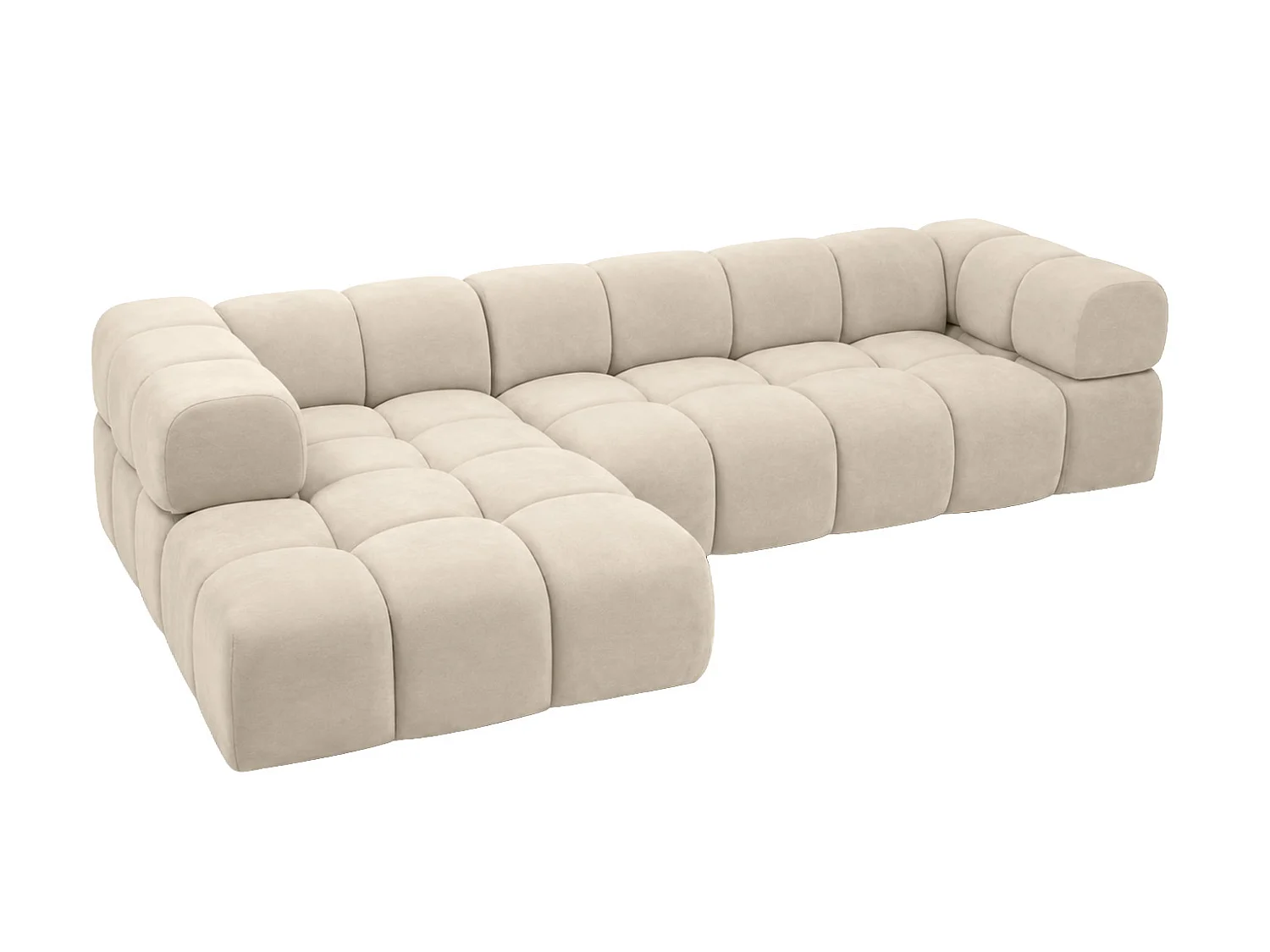 Divano angolare a L, tessuto velluto Bluvel, crema, sinistra, Averro XL