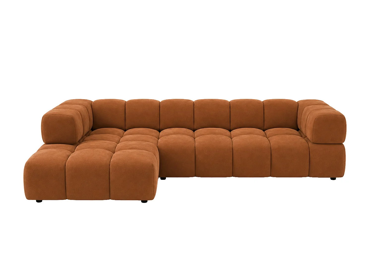 Divano angolare a L, tessuto velluto Bluvel, color cannella, sinistra, Averro XL