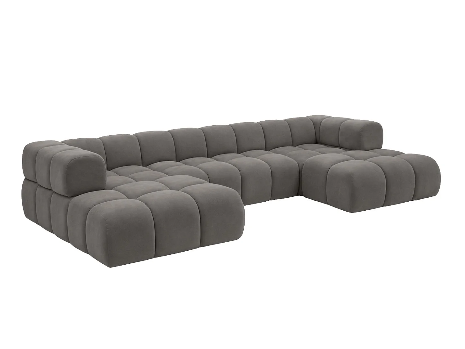 Canapé d’angle en U, tissu velours Bluvel, gris cendré, Averro U XL