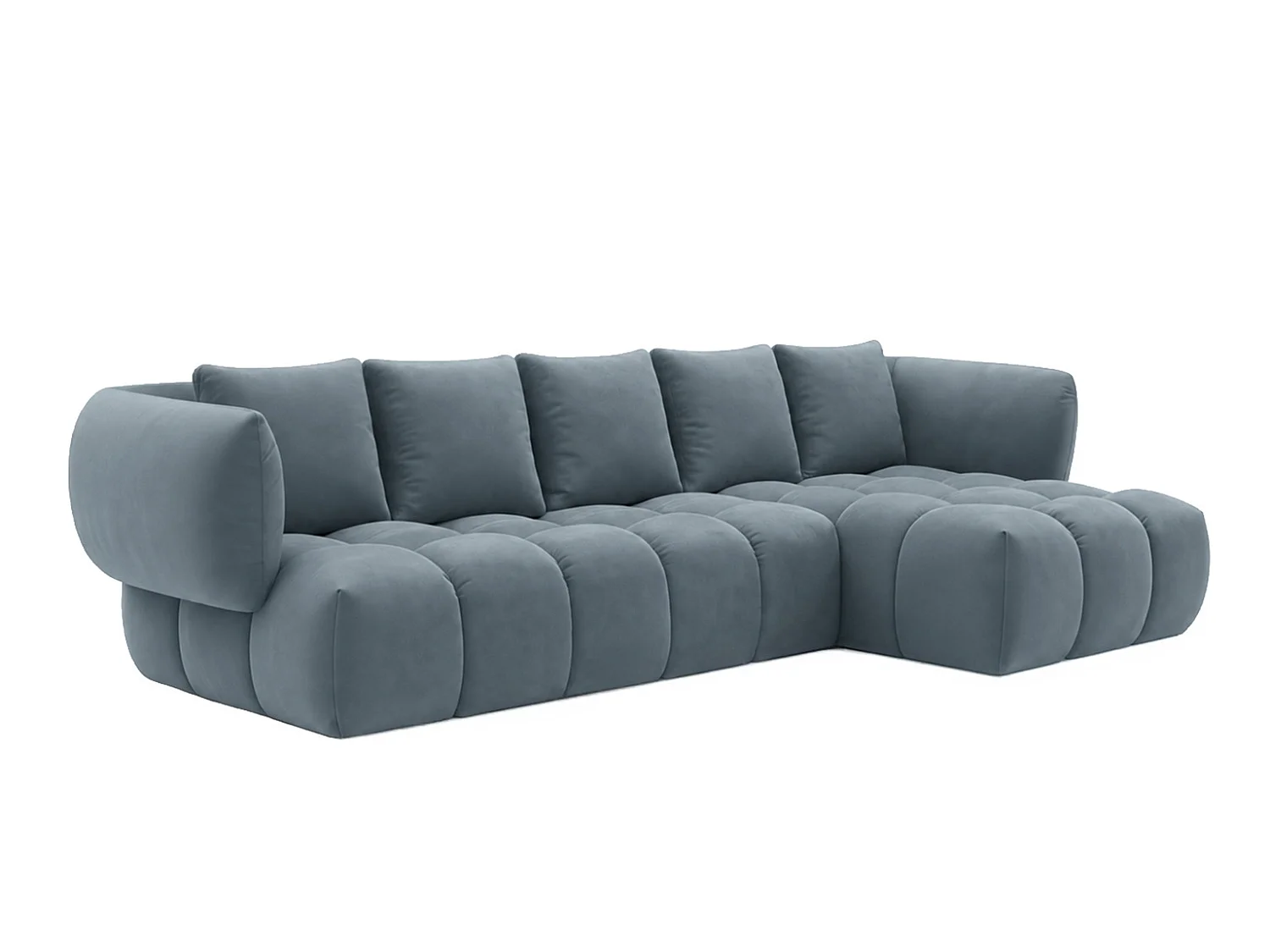 Canapé d’angle en L, tissu velours Bluvel, bleu-gris, droite, SEVIO L