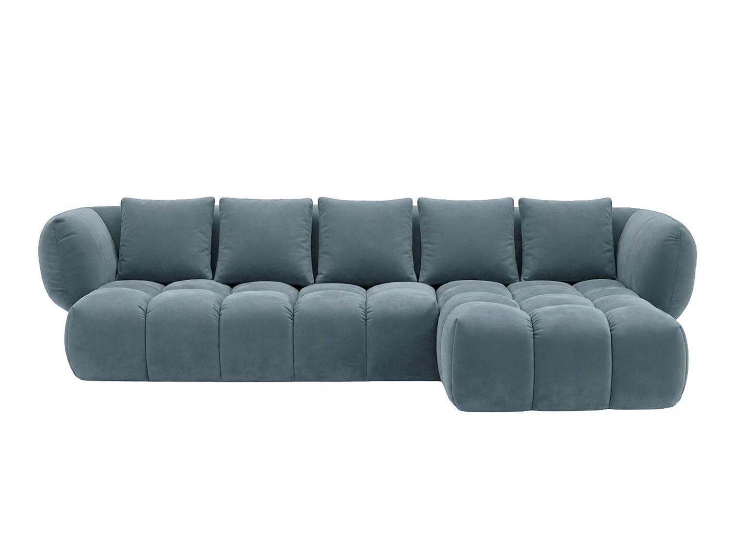 Canapé d’angle en L, tissu velours Bluvel, bleu-gris, droite, SEVIO L