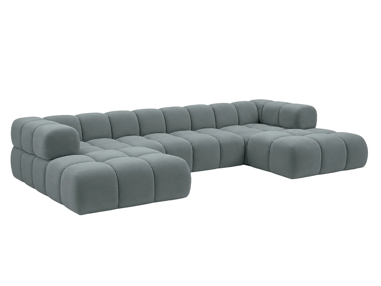 Divano angolare a U, tessuto velluto Bluvel, grigio-blu, Averro U XL