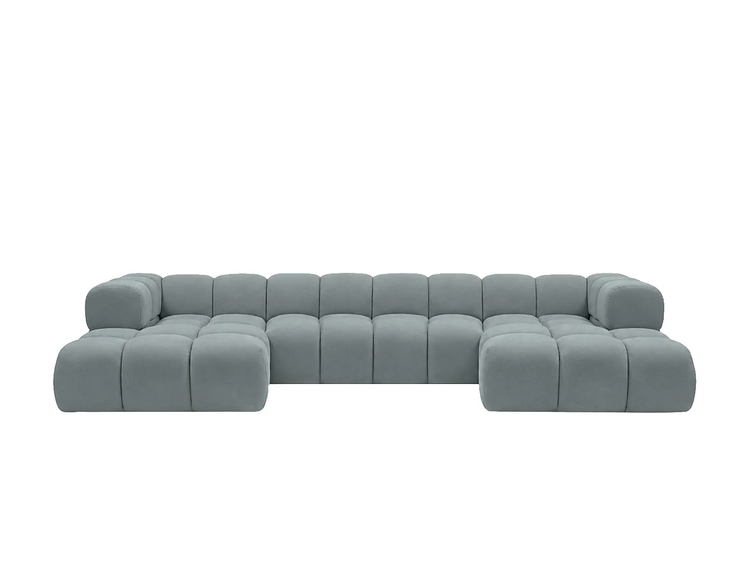 Divano angolare a U, tessuto velluto Bluvel, grigio-blu, Averro U XL