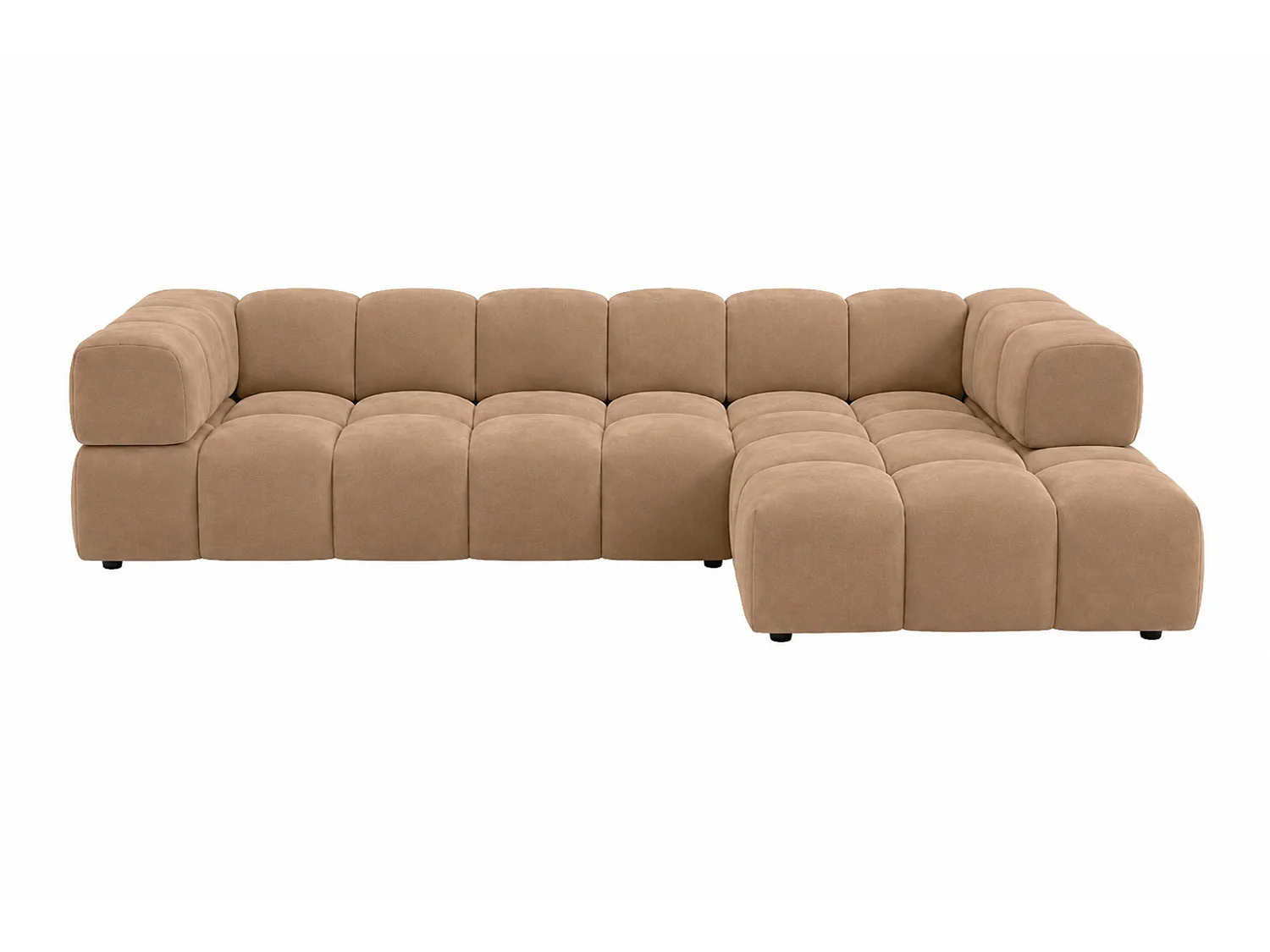 Divano angolare a L, tessuto velluto Bluvel, latte, destra, Averro XL