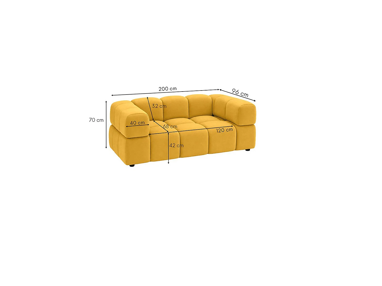 2-zitsbank, bank, veloursstof Bluvel, goudkleurig, Averro