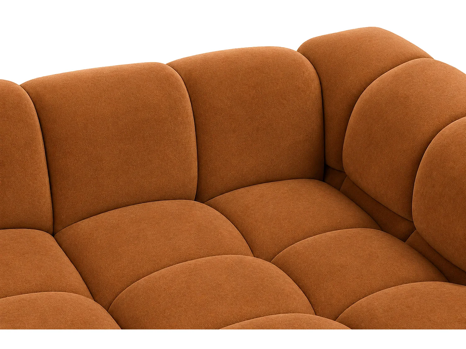 Divano angolare a L, tessuto velluto Bluvel, color cannella, destra, Averro XL