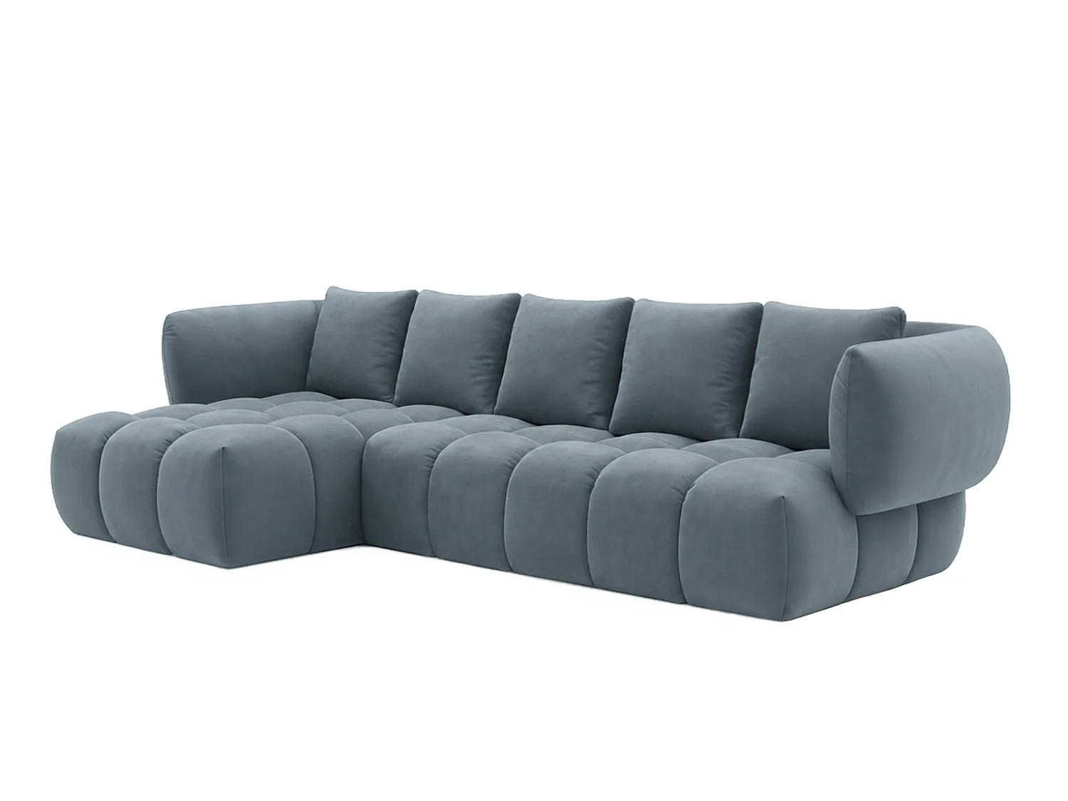 Canapé d’angle en L, tissu velours Bluvel, bleu-gris, gauche, SEVIO L