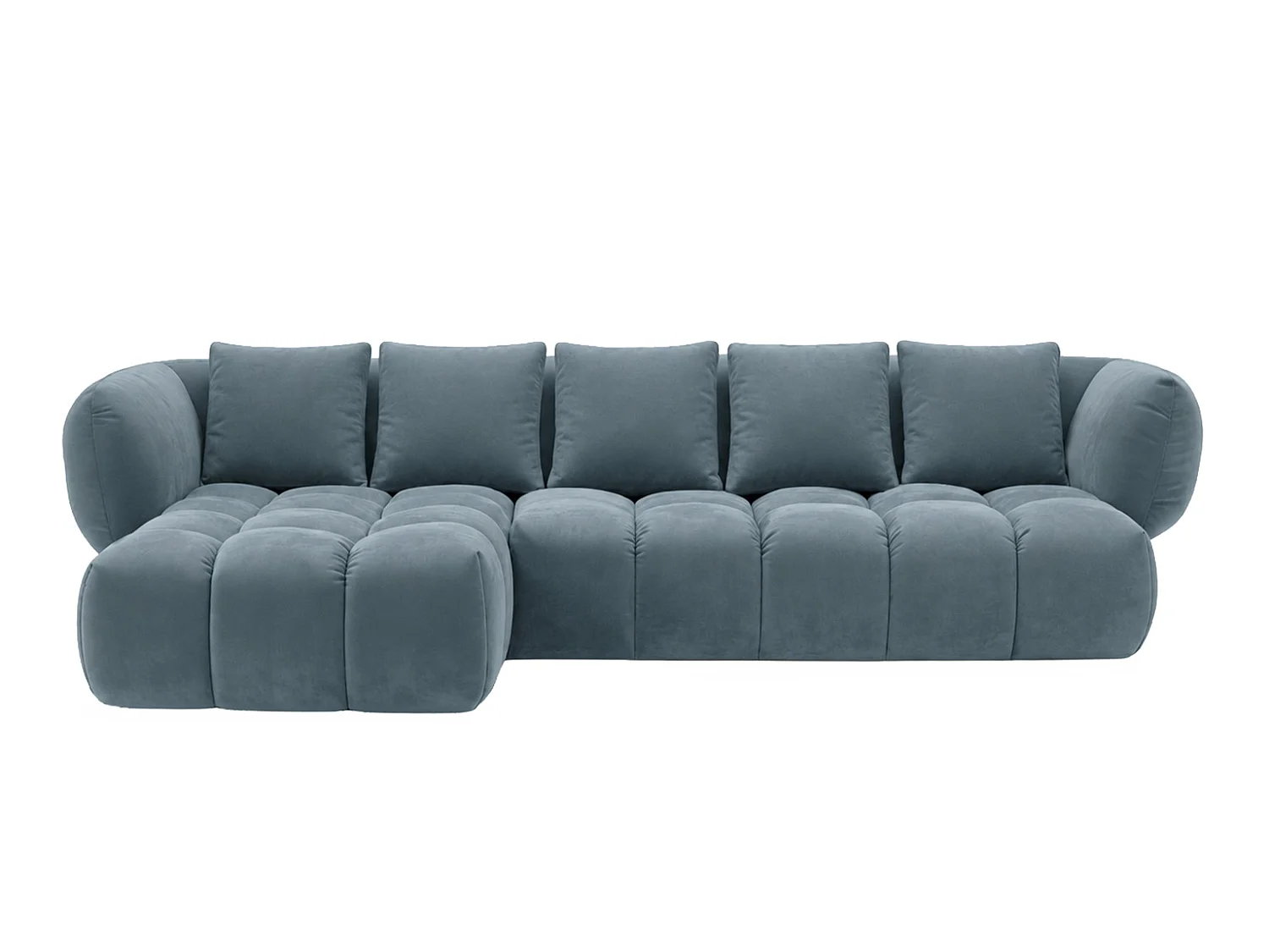 Canapé d’angle en L, tissu velours Bluvel, bleu-gris, gauche, SEVIO L