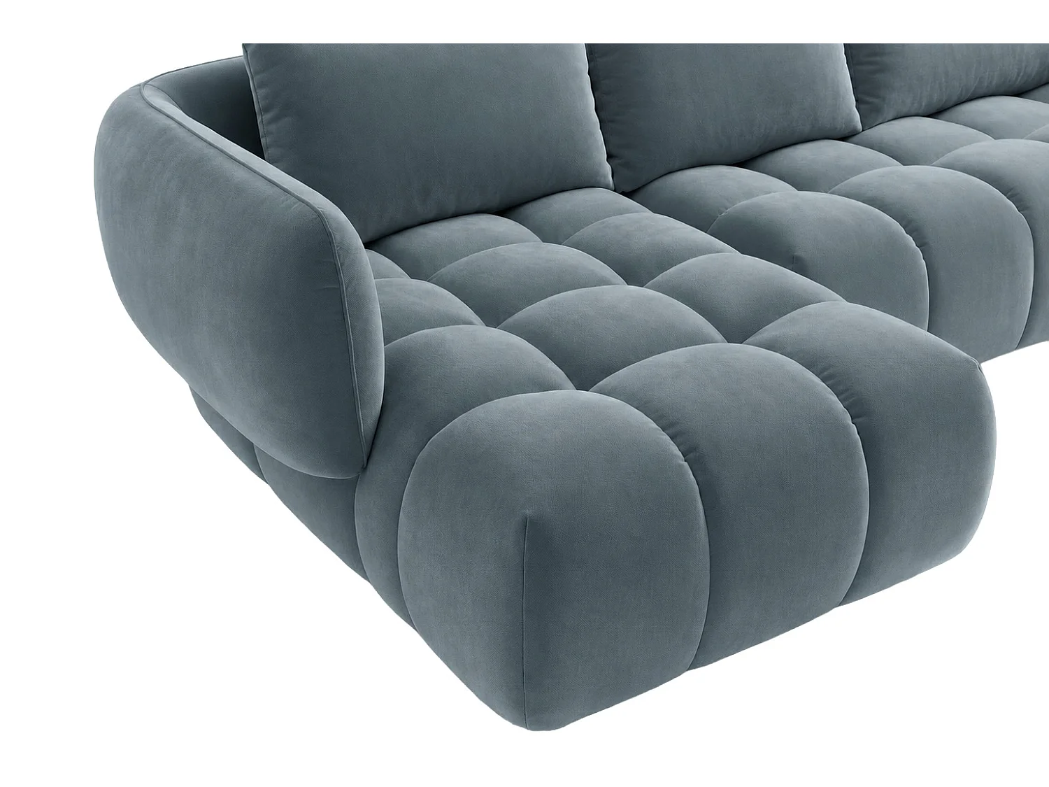 Canapé d’angle en L, tissu velours Bluvel, bleu-gris, gauche, SEVIO L