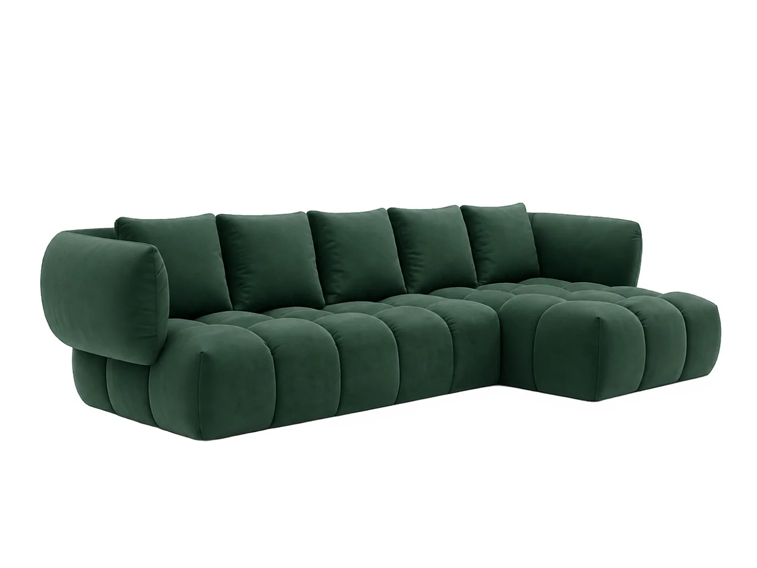 Divano angolare a L, tessuto velluto Bluvel, verde, destra, SEVIO L