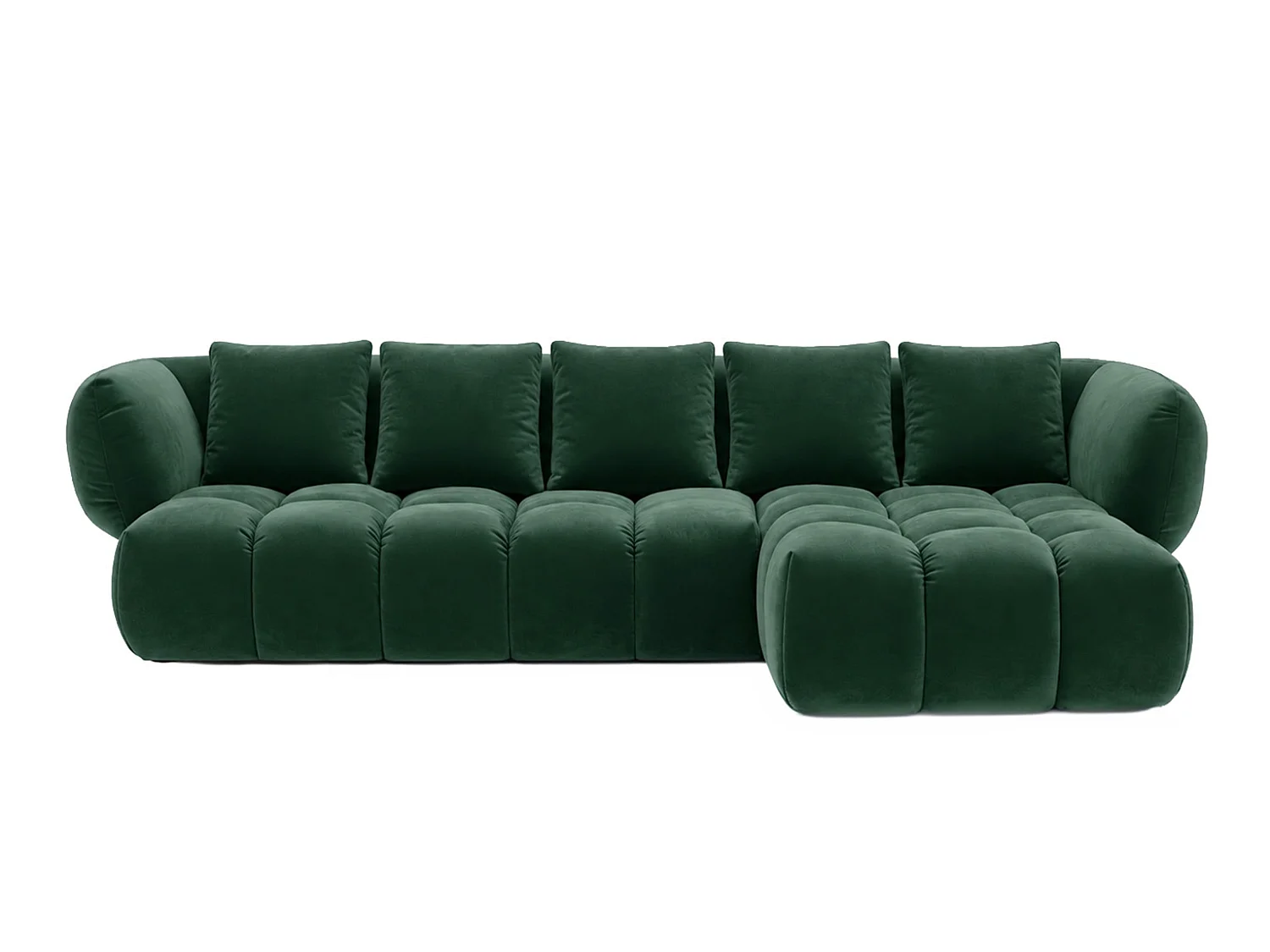 Divano angolare a L, tessuto velluto Bluvel, verde, destra, SEVIO L