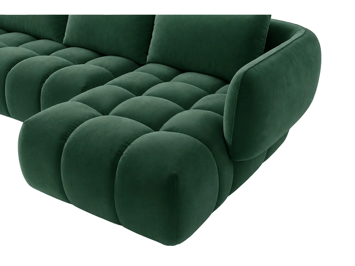 Divano angolare a L, tessuto velluto Bluvel, verde, destra, SEVIO L