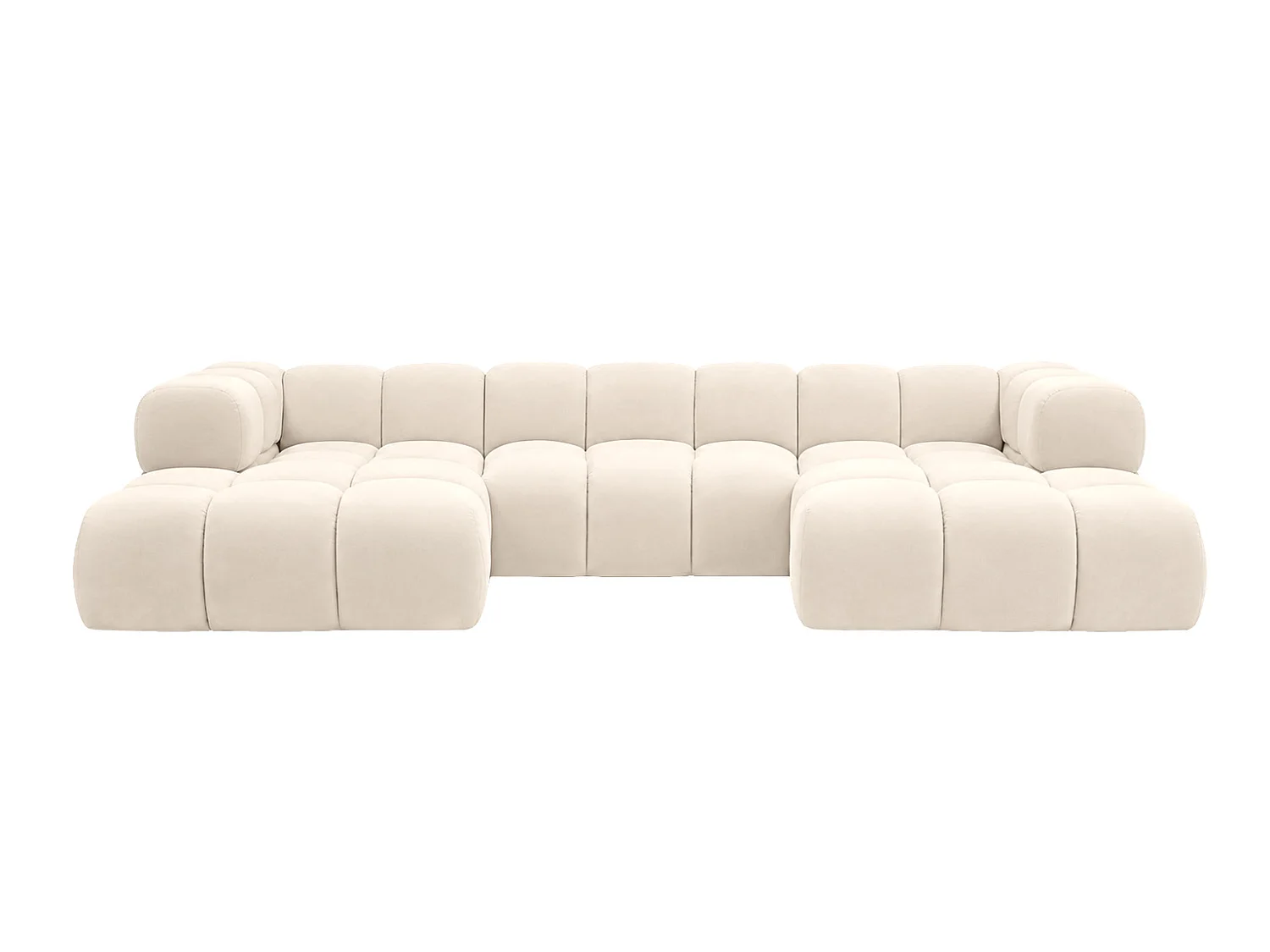 Divano angolare a U, tessuto velluto Bluvel, crema, Averro U